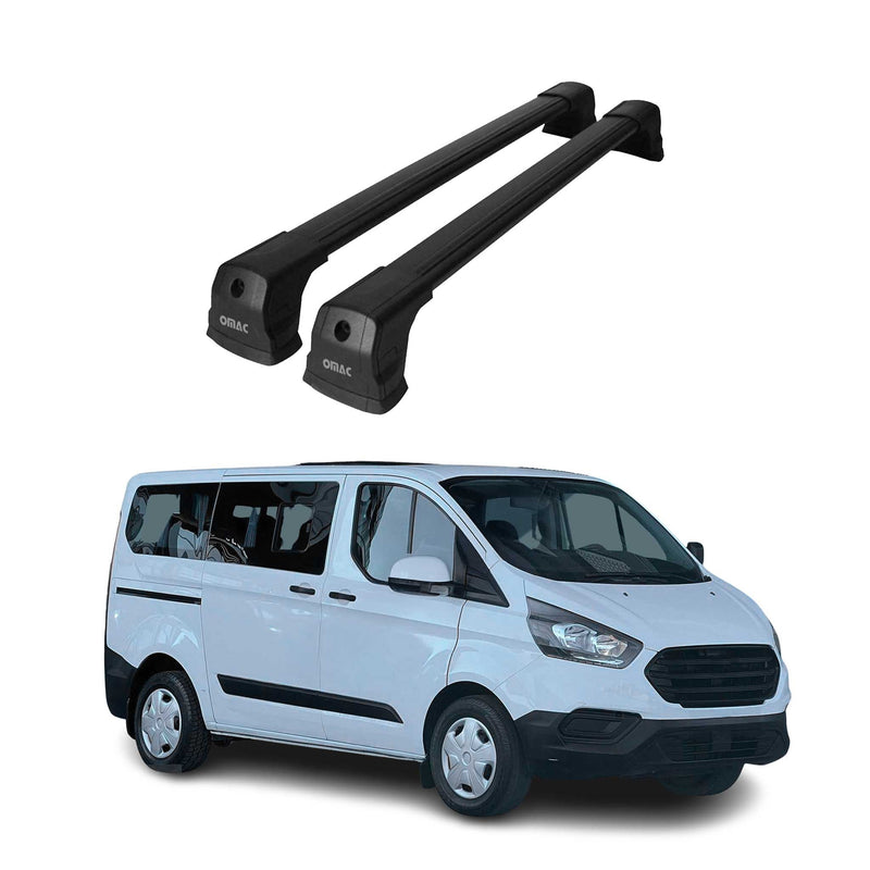 Barres De Toit Transversales pour Ford Tourneo Custom 2013-2024 Alu Noir 2Pcs