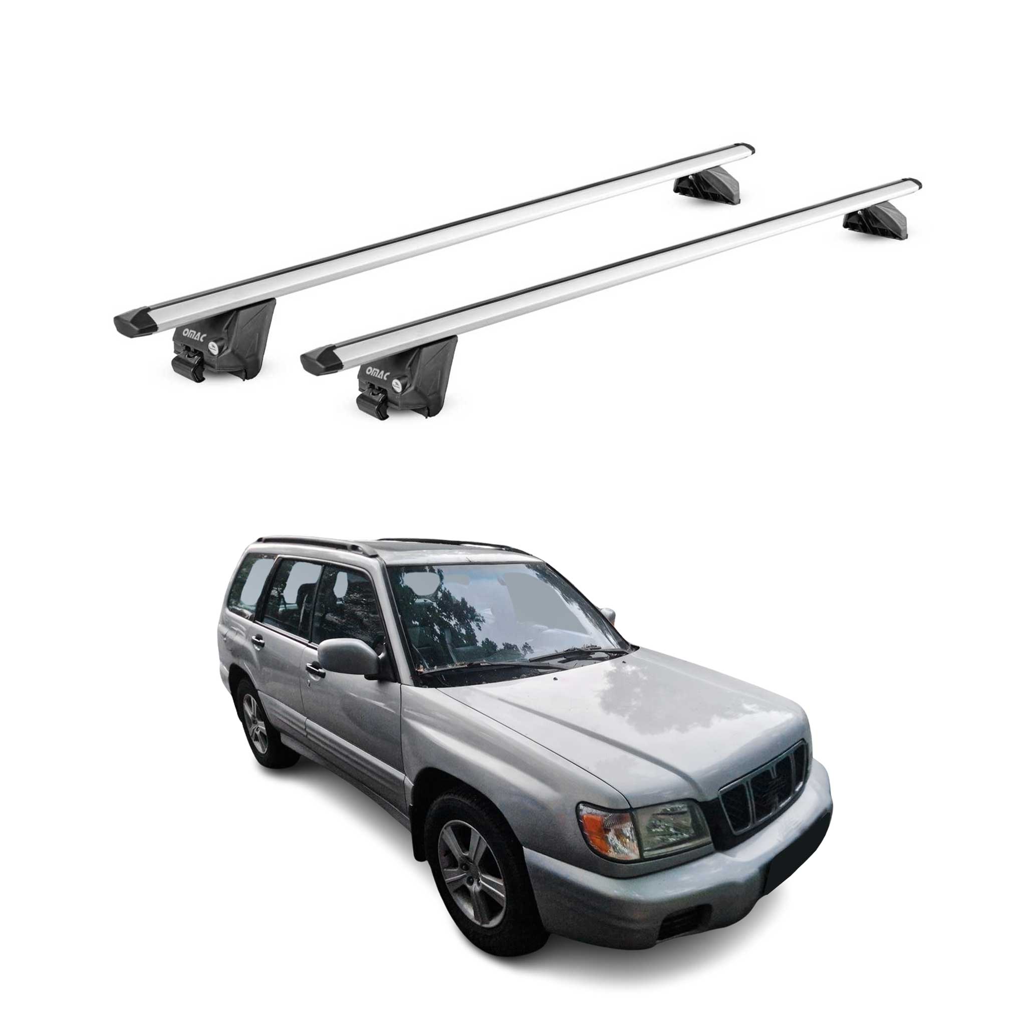 Barres de toit transversales pour Subaru Forester I 1997-2002 Alu Gris 2Pcs ABE