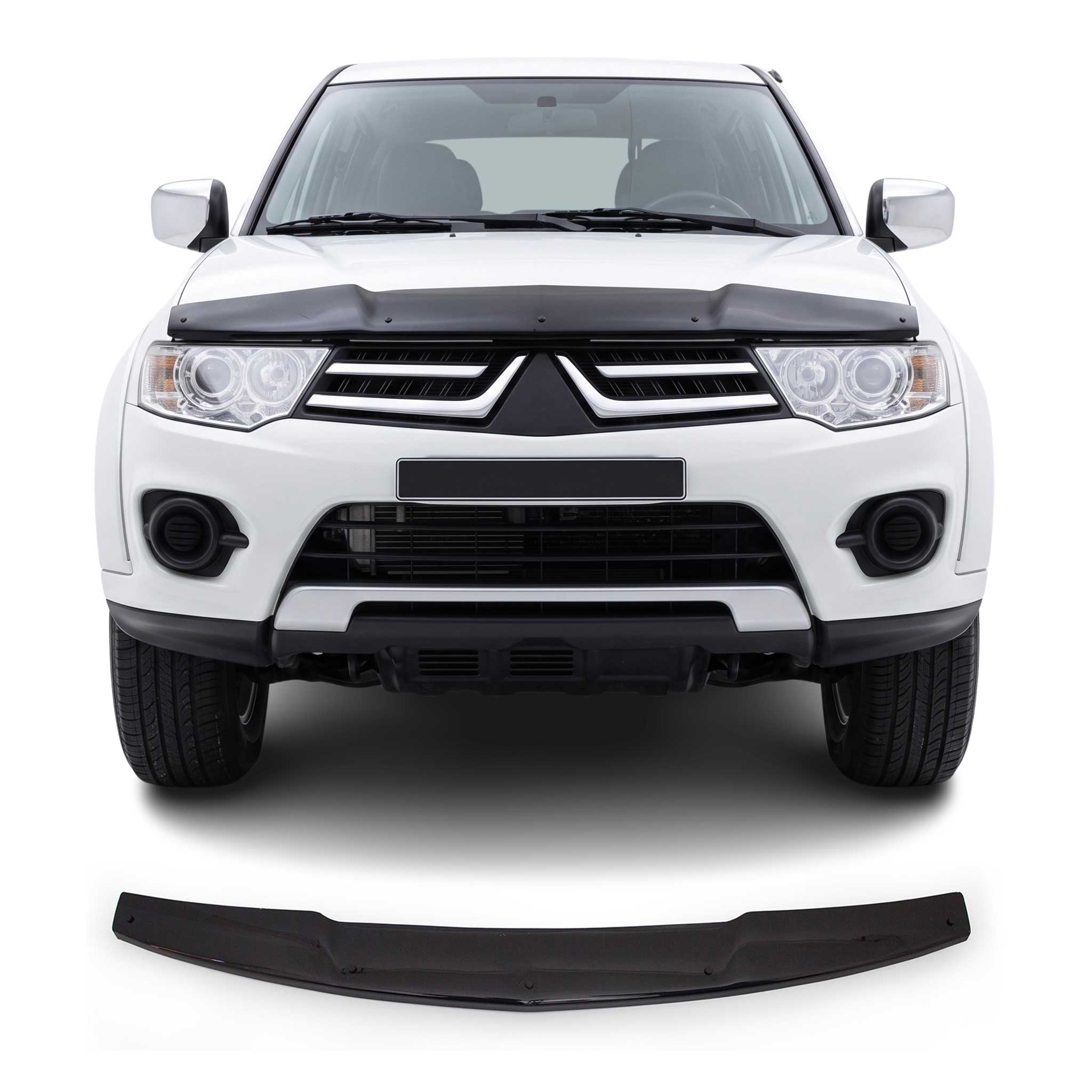 Deflecteurs d'air capot de voiture pour Mitsubishi L200 2005-2015 Acrylique Noir
