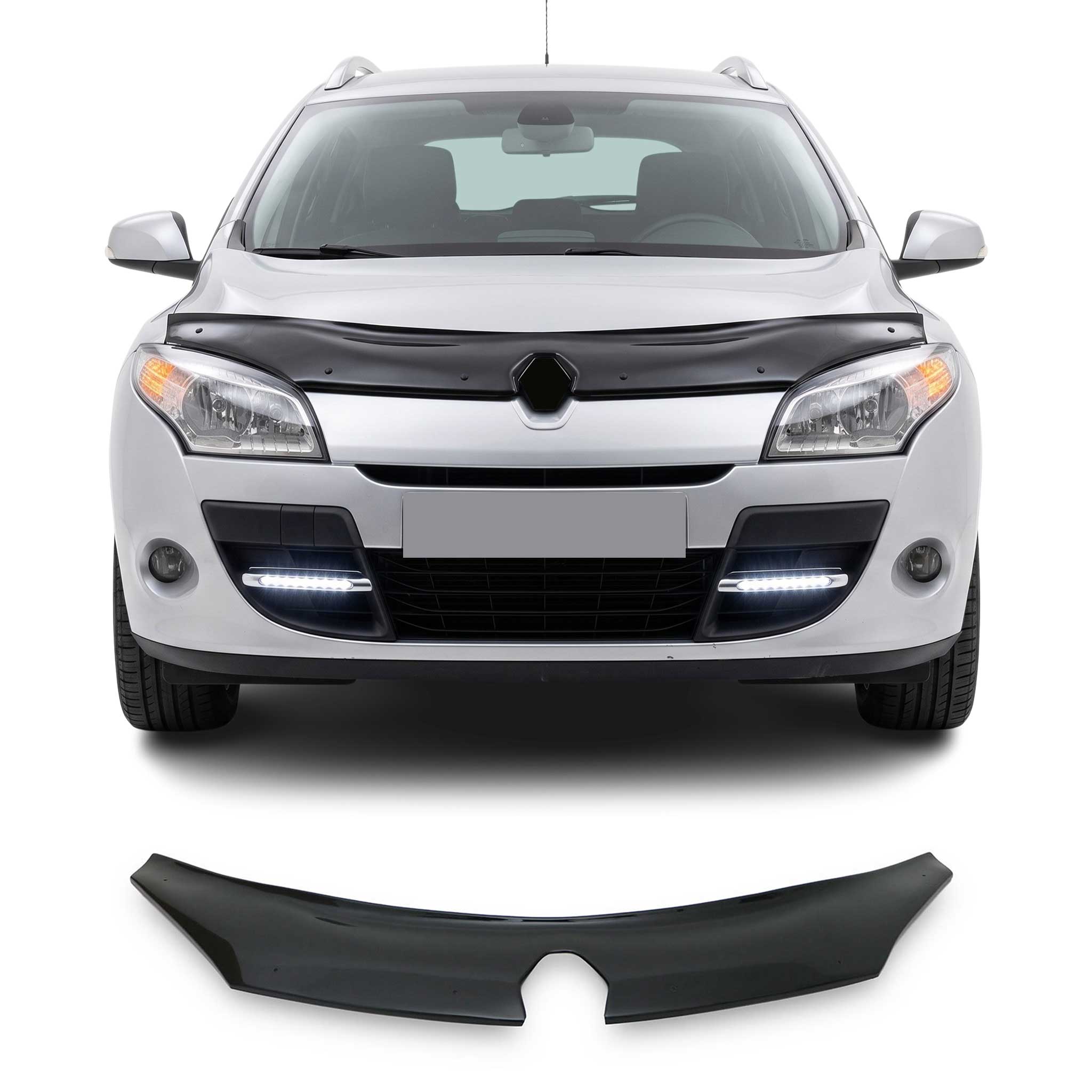 Deflecteurs d'air capot de voiture pour Renault Megane 2009-2012 Acrylique Noir