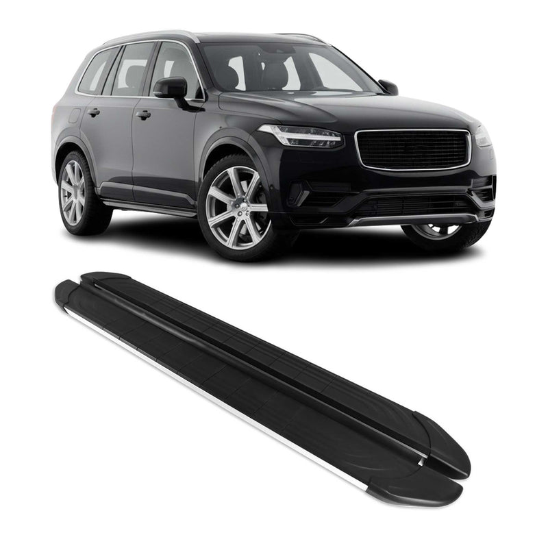 Marchepieds Latéraux pédale pour Volvo XC90 2015-2025 Aluminium Gris Noir 2Pcs