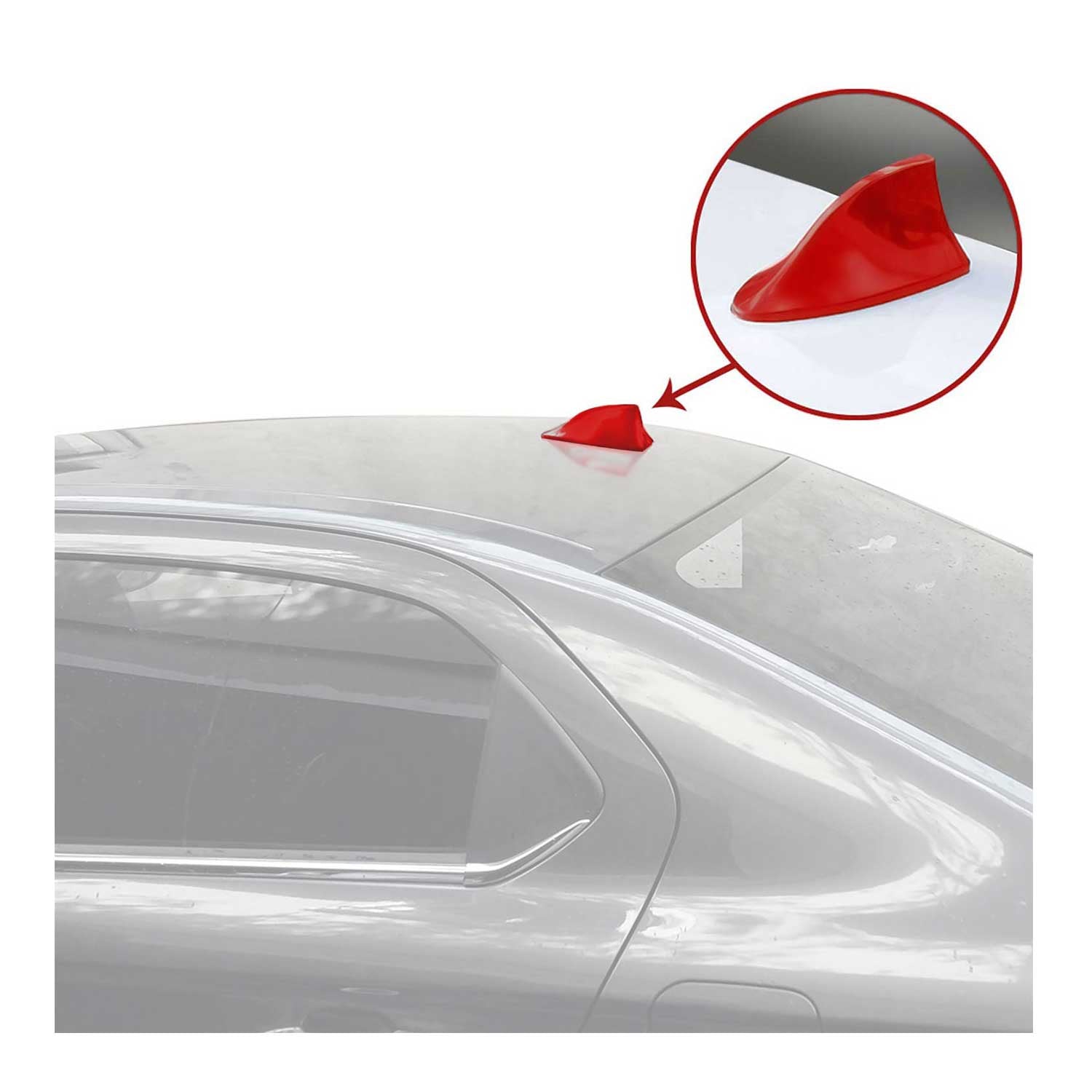 Antenne de toit Universelle Aileron Requin pour voiture Radio AM/FM Rouge