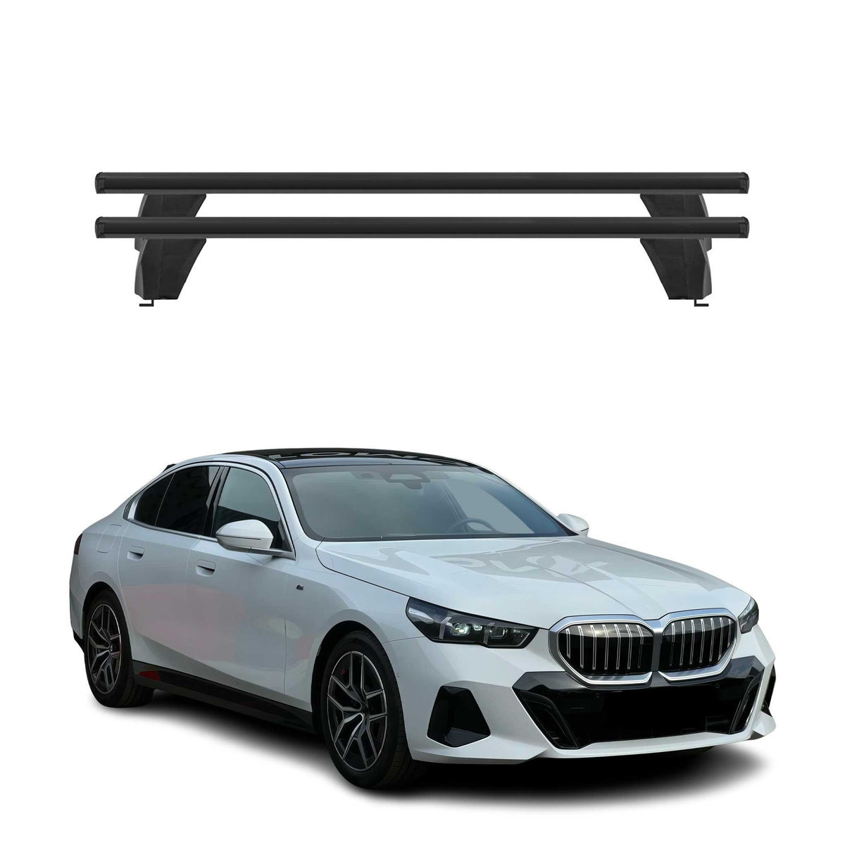 Menabo Barres de toit transversales pour BMW 5 G60 2024-2026 Alu Noir 2x