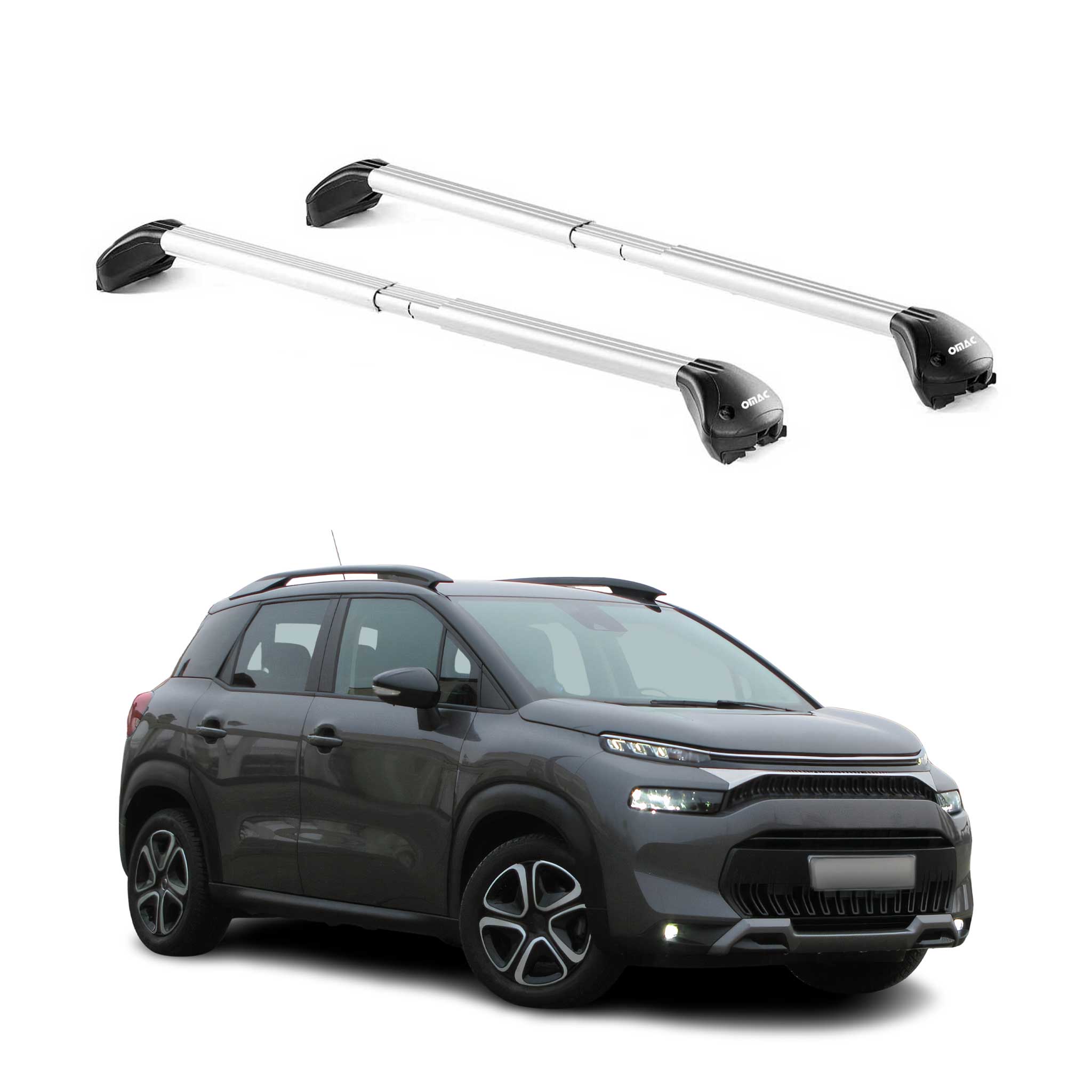 Barres de toit pour Citroen C3 Aircross 2017-2024 Gris Argenté 2 pièces ABE