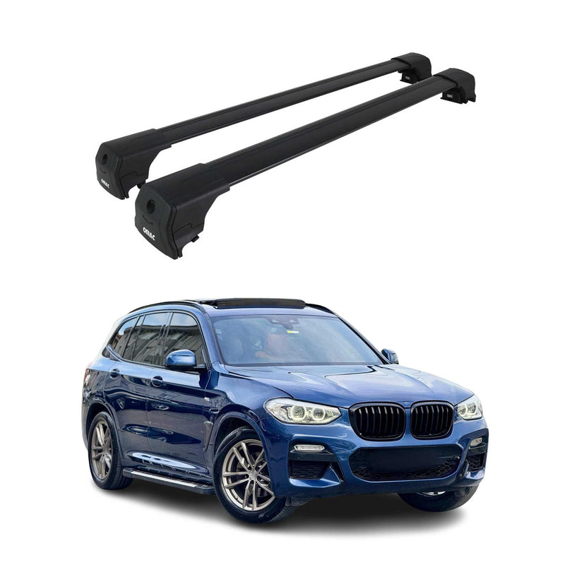 Barres de toit transversales pour BMW X3 G01 2017-2024 Aluminium Noir ABE