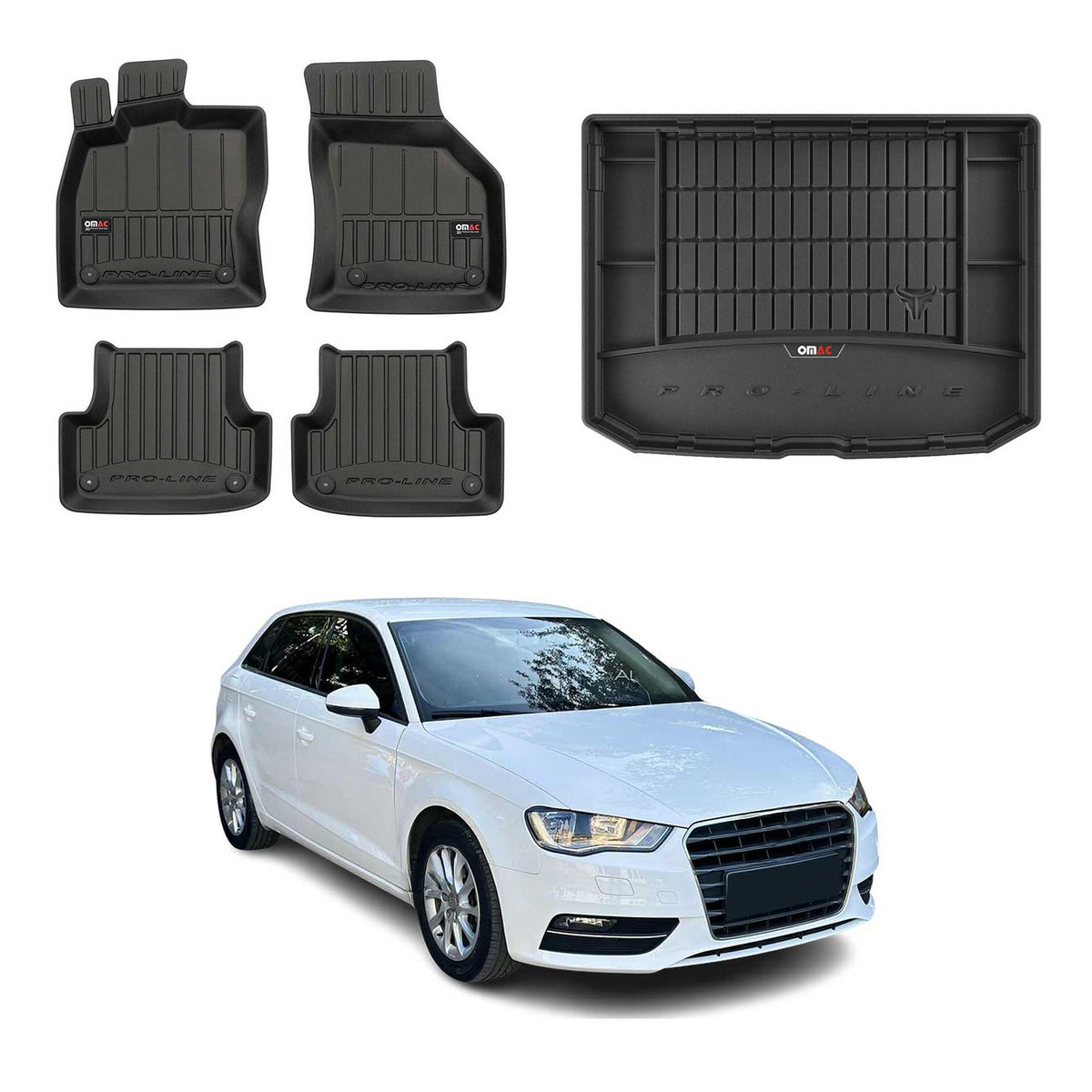 OMAC Kit Tapis de Sol et Coffre pour Audi A3 8V Sportback 2012-2020