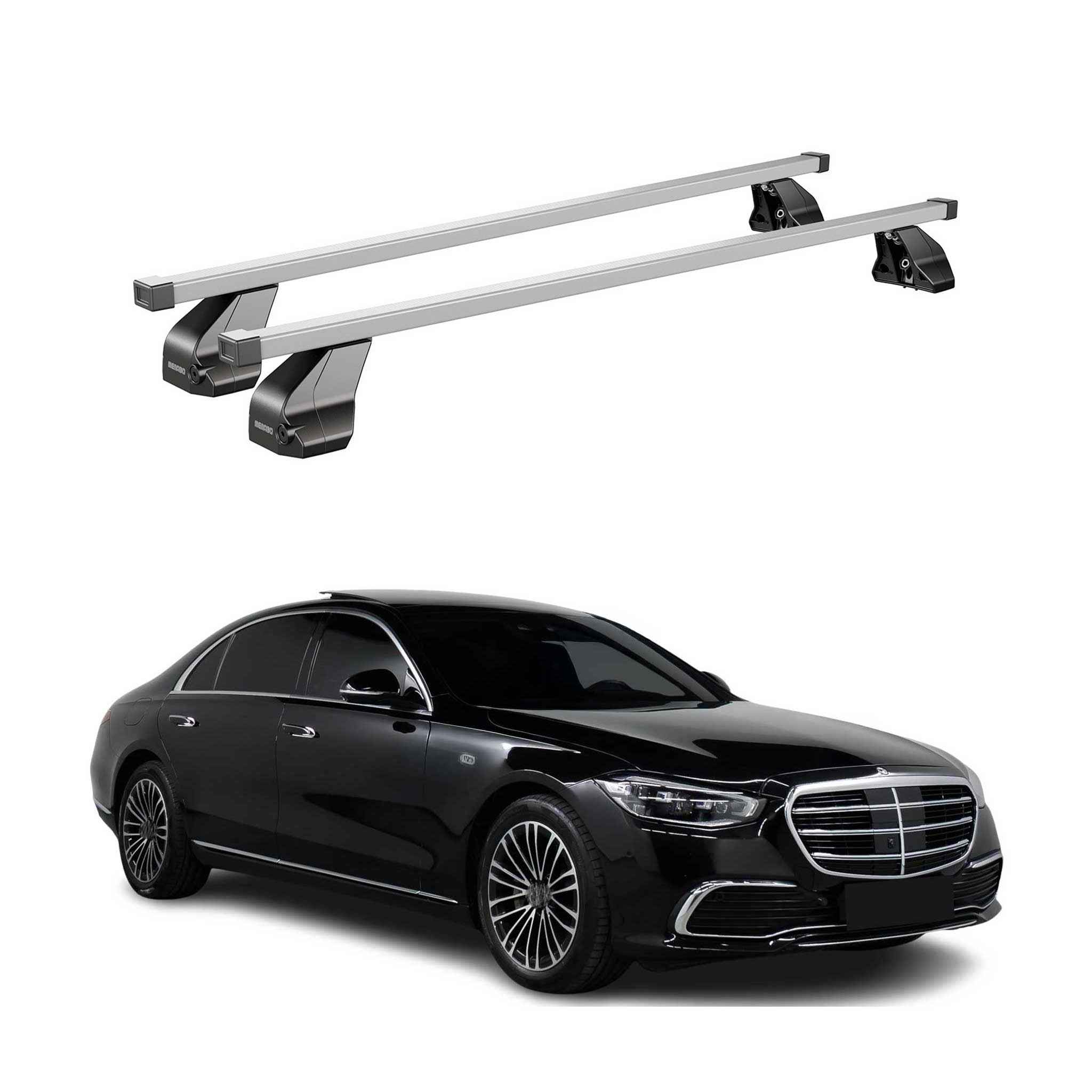 Barres de toit transversales pour Mercedes Classe S W223 2021-2026 Acier Gris 2x