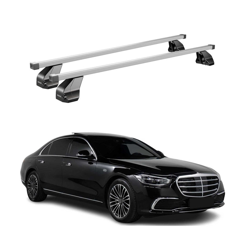 Barres de toit transversales pour Mercedes Classe S W223 2020-2025 Acier Gris 2x