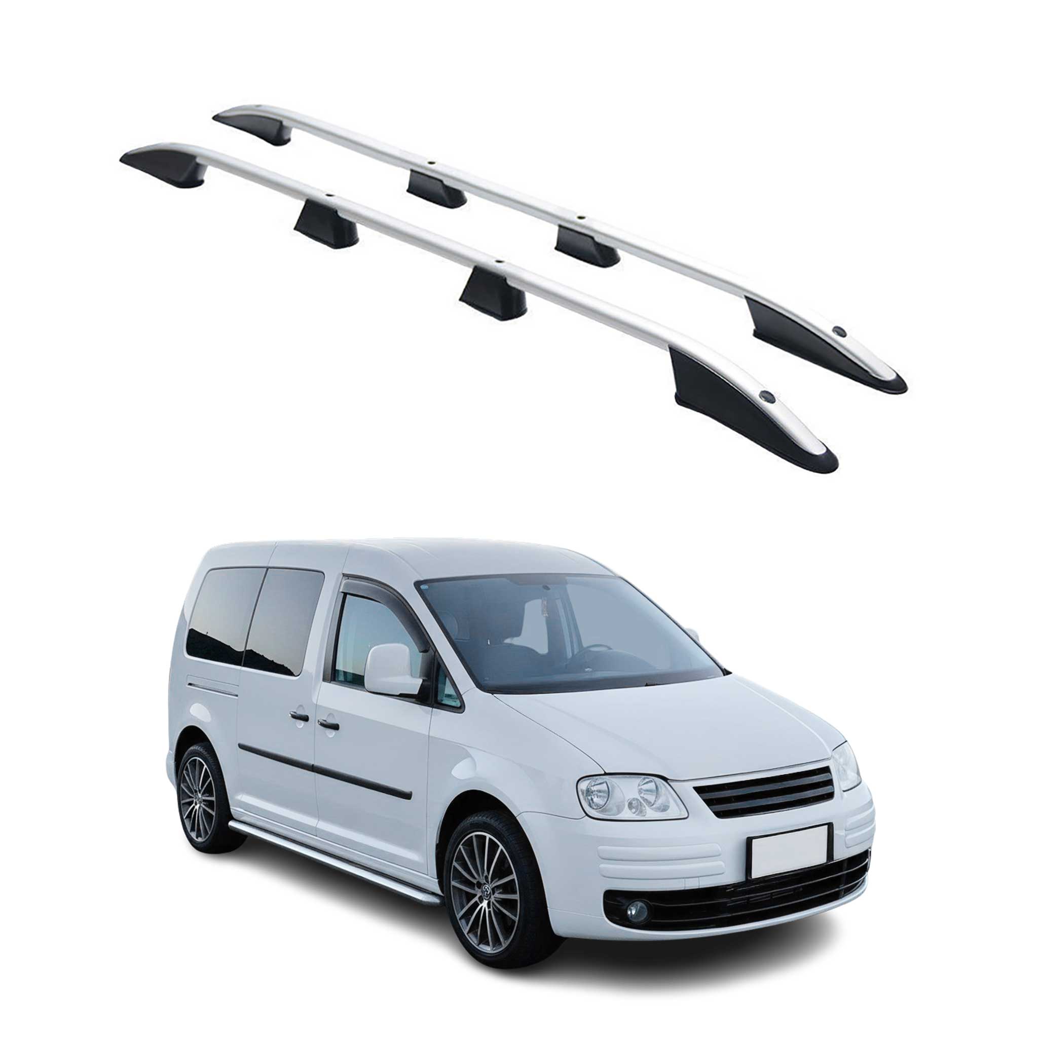 Barres de toit longitudinales pour VW Caddy 2003-2015 L2 Long Aluminium Gris