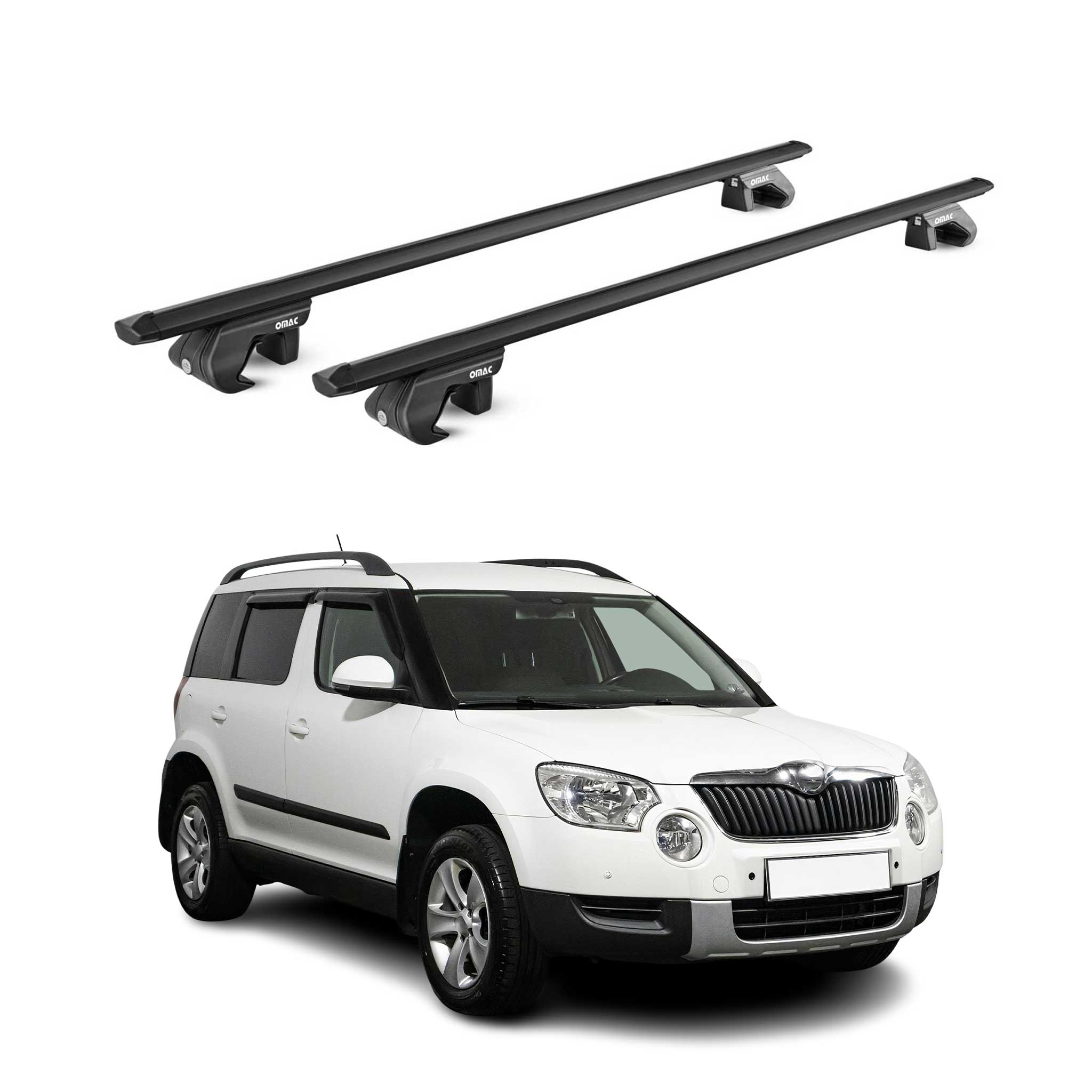Barres de toit transversales ABE pour Skoda Yeti 5L 2009-2017 5 P Alu Noir 2x