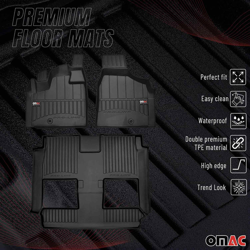 2008-2020 Dodge Grand Caravan/Voyager OMAC Tapis de sol en caoutchouc Noir