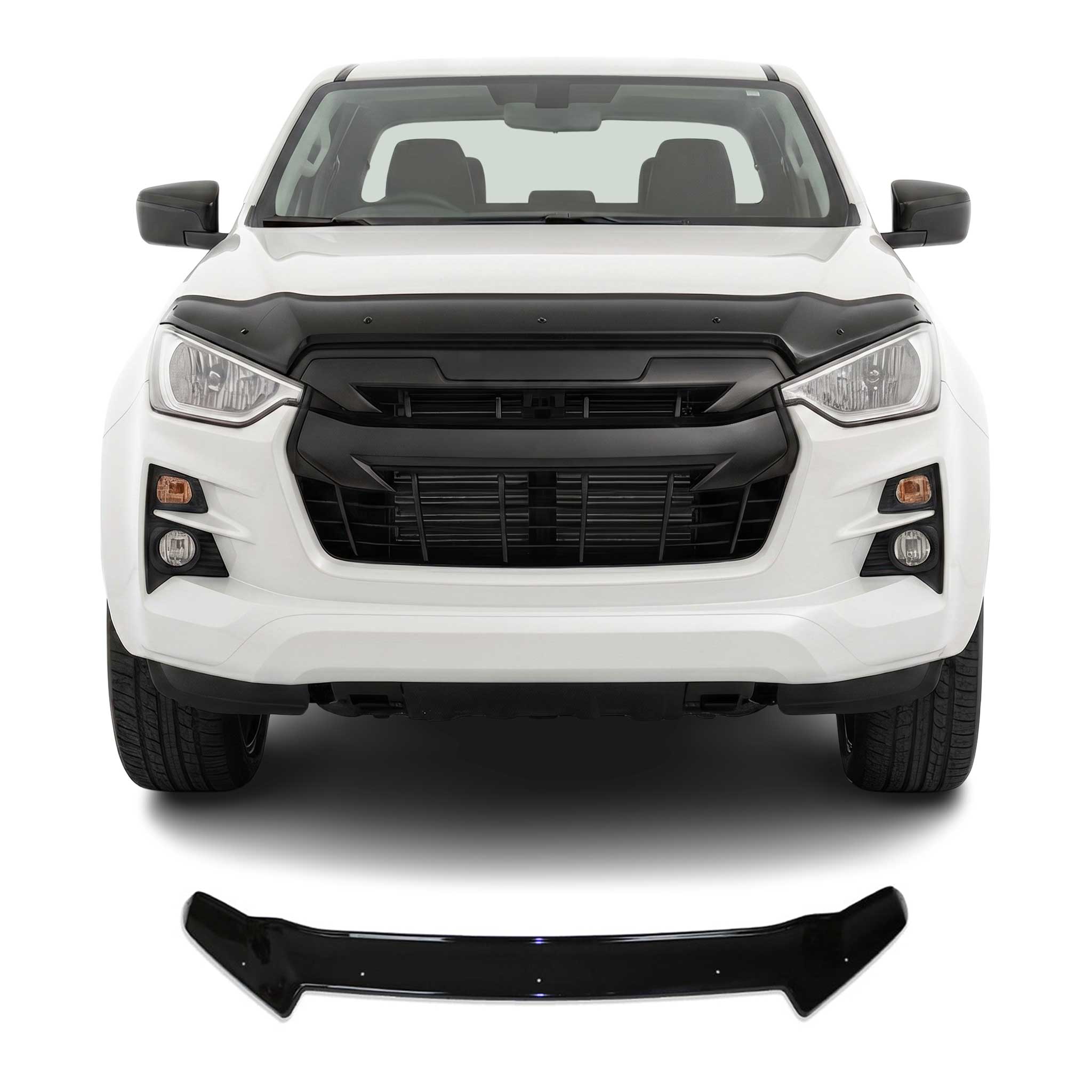 Deflecteurs d'air capot de voiture pour Isuzu D-max mk3 2019-23 Pre-FL noir ABS
