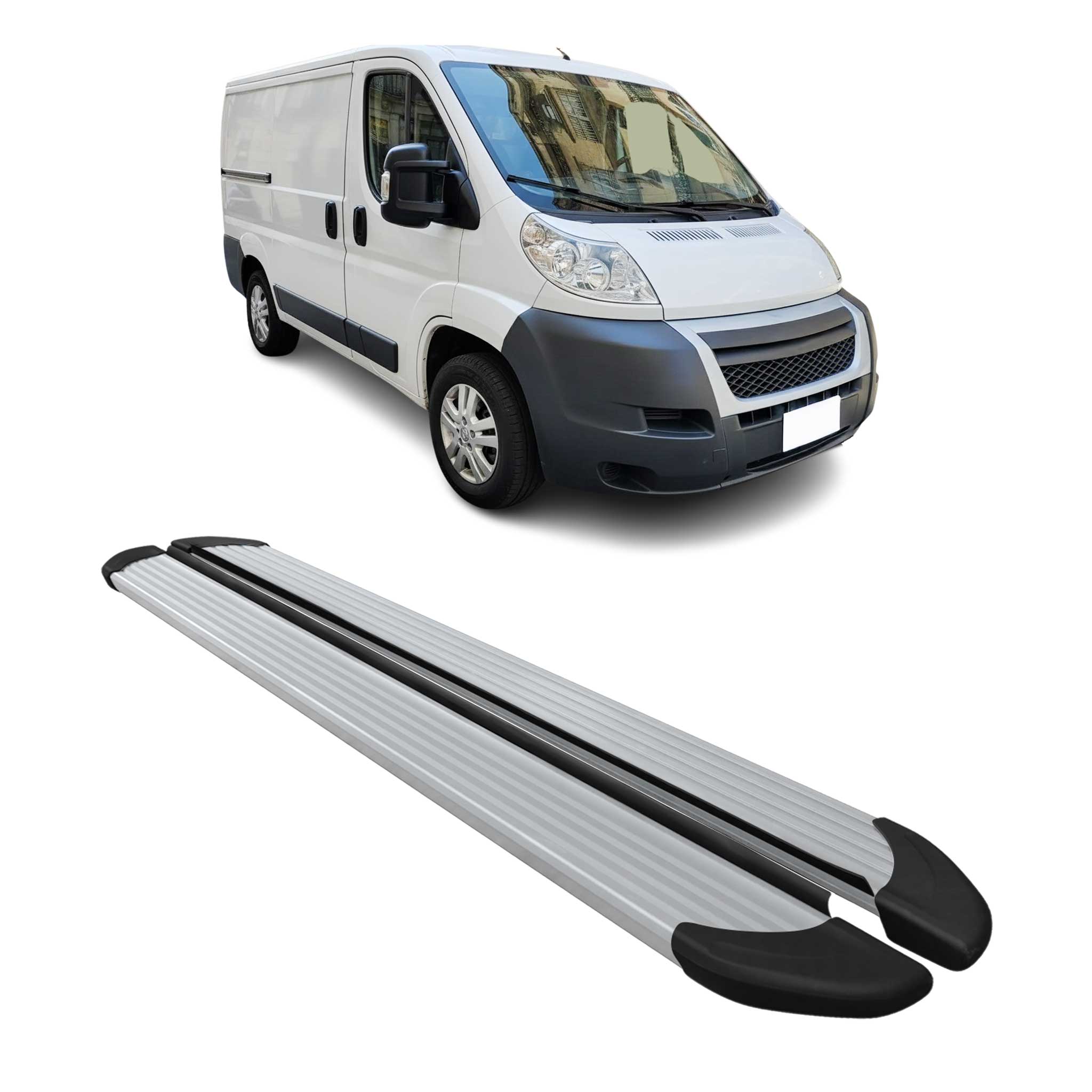 Marchepieds Latéraux pour Fiat Ducato 2006-2026 Aluminium Argent L1 Court 2Pcs