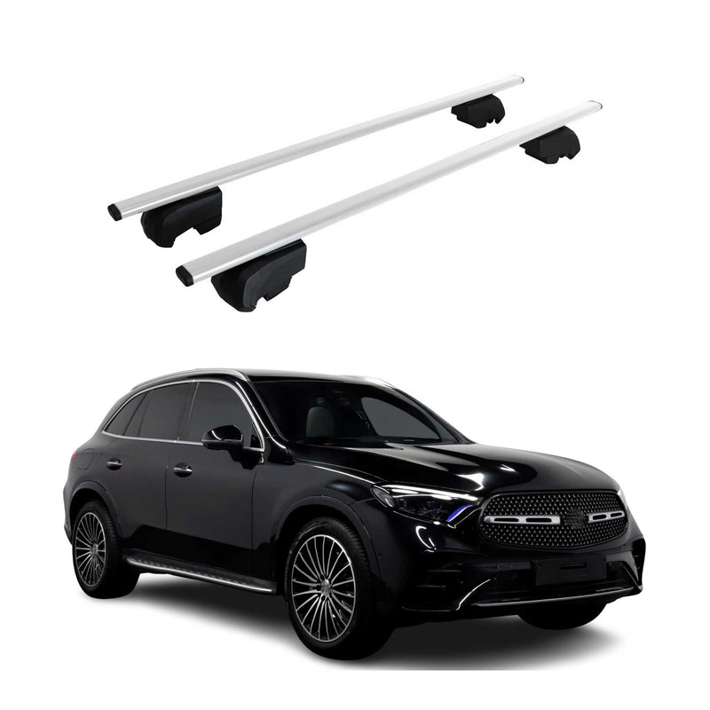 Barres de toit Transversales pour Mercedes GLC 2022-2025 Fer Argent ABE