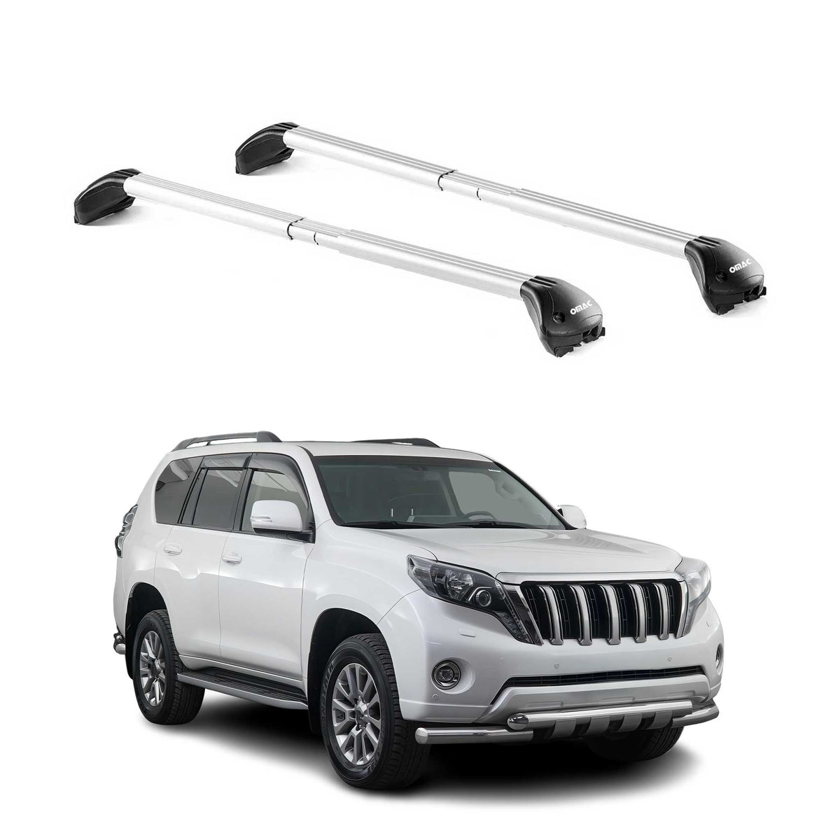 Barres de toit pour Toyota Land Cruiser 125 155 2003-2021 Gris Argenté 2x ABE