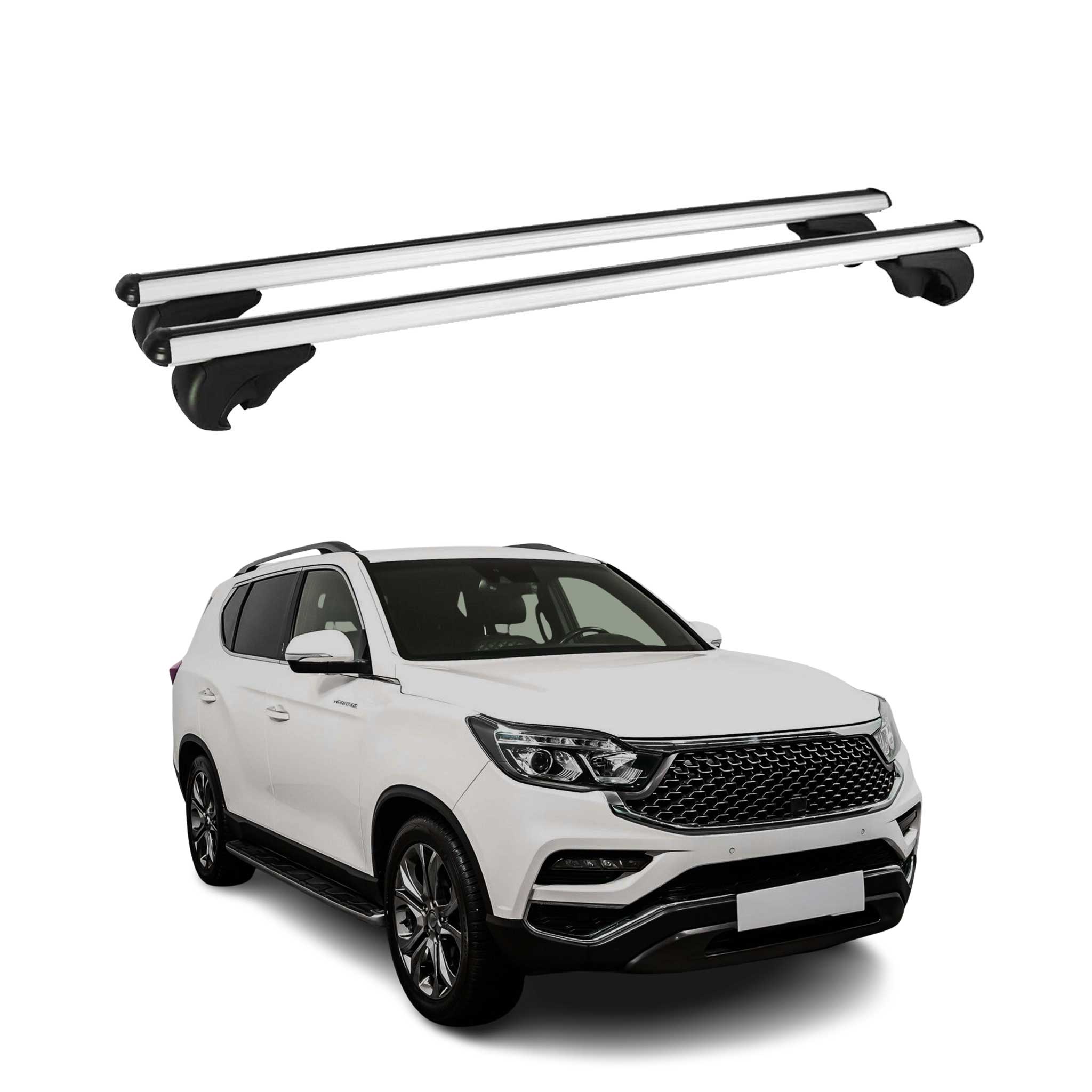 Barres de toit Transversales pour Ssangyong Rexton Y400 2017-2021 Aluminium Noir