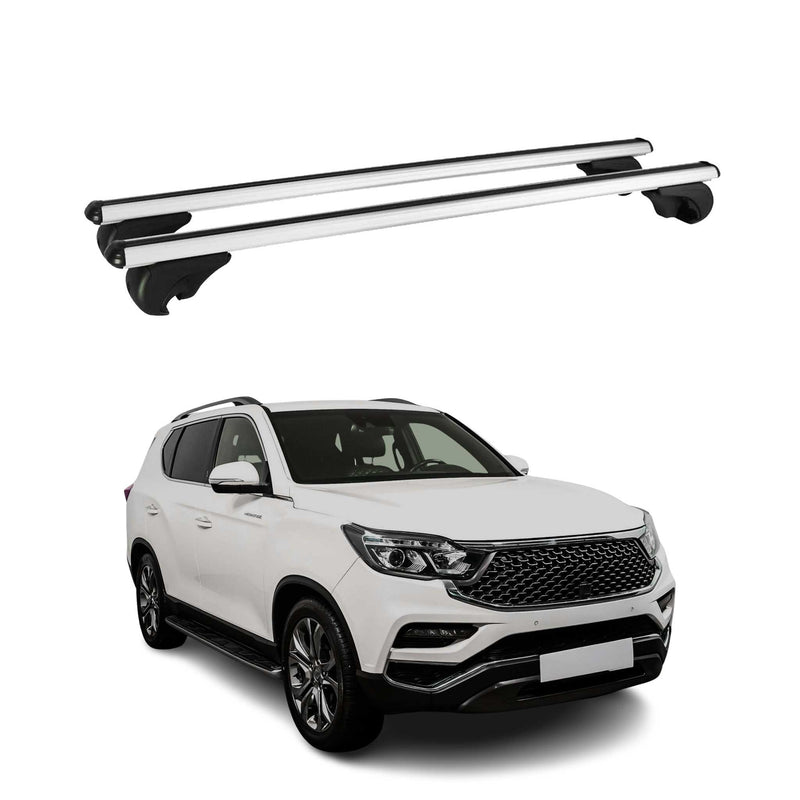 Barres de toit Transversales pour Ssangyong Rexton Y400 2017-2021 Aluminium Noir