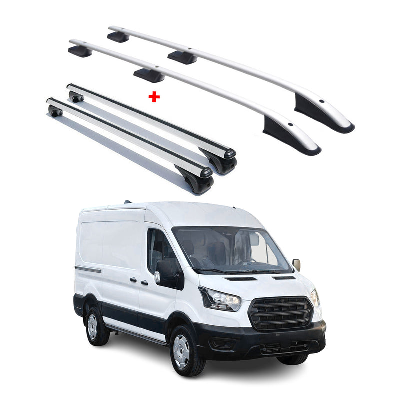 Kit Barres de toit pour Ford Transit 2014-2024 L1 Empattement Court Gris 4x
