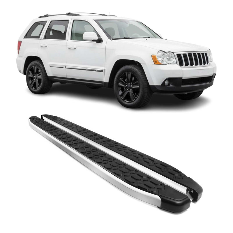 Marchepieds Latéraux pour Jeep Grand Cherokee 2005-2011 Gris Noir Aluminium 2Pcs