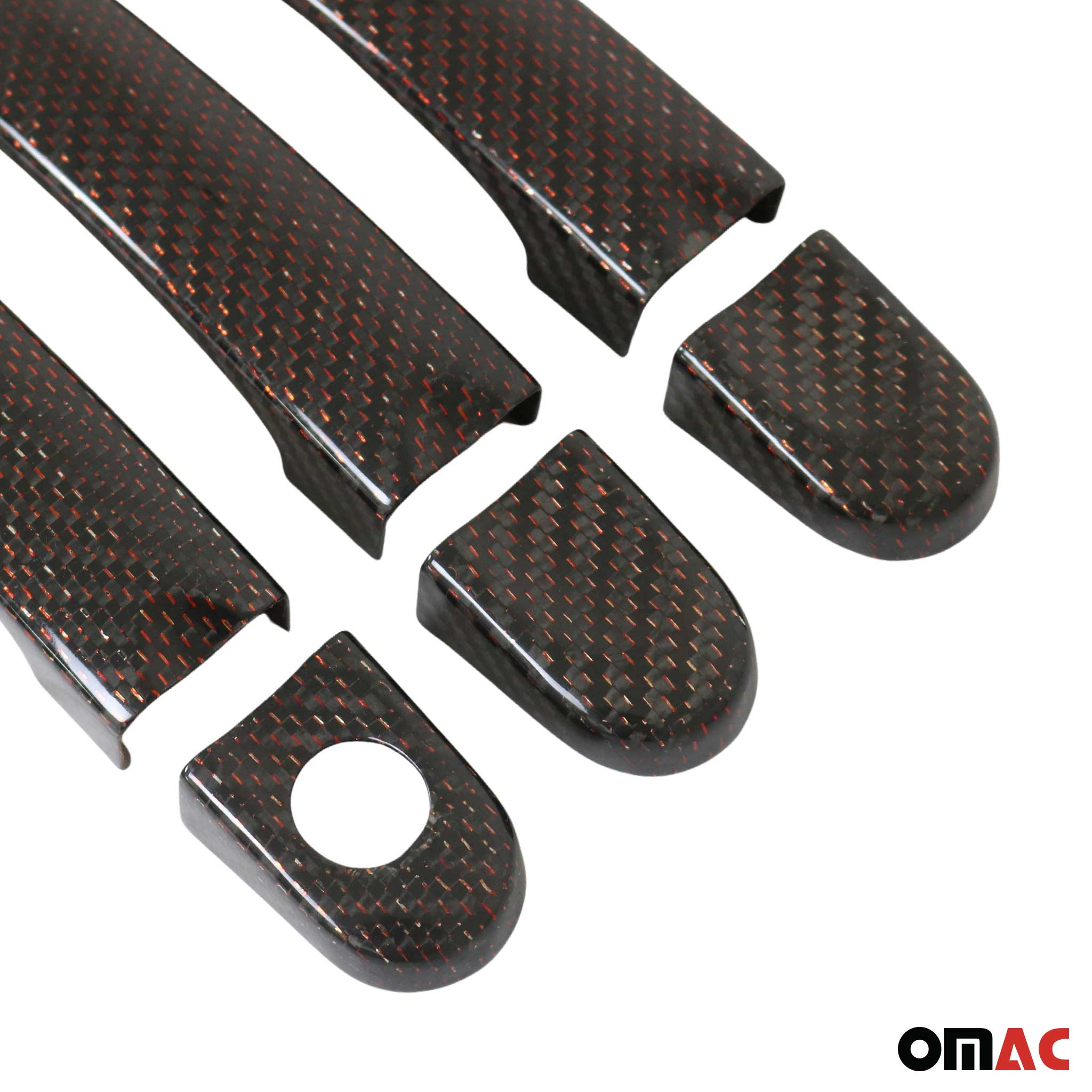 Couverture poignée de porte pour VW Caddy III 2003-2015 3Portes carbone Rot 6Pcs