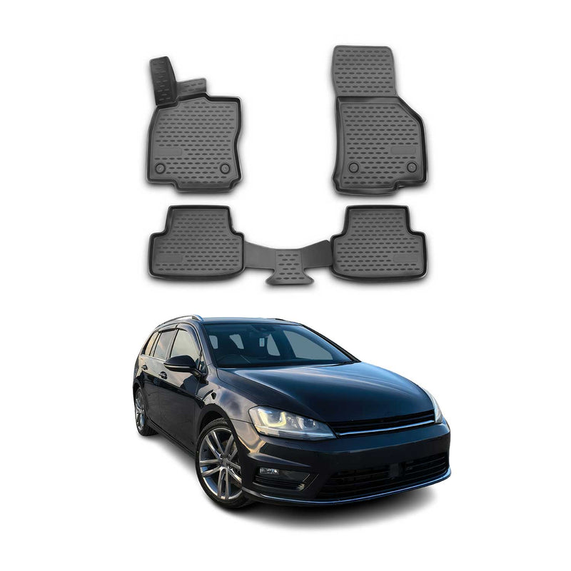 OMAC Tapis de sol pour Volkswagen Golf mk7 Variant 2013-2020 en caoutchouc Noir