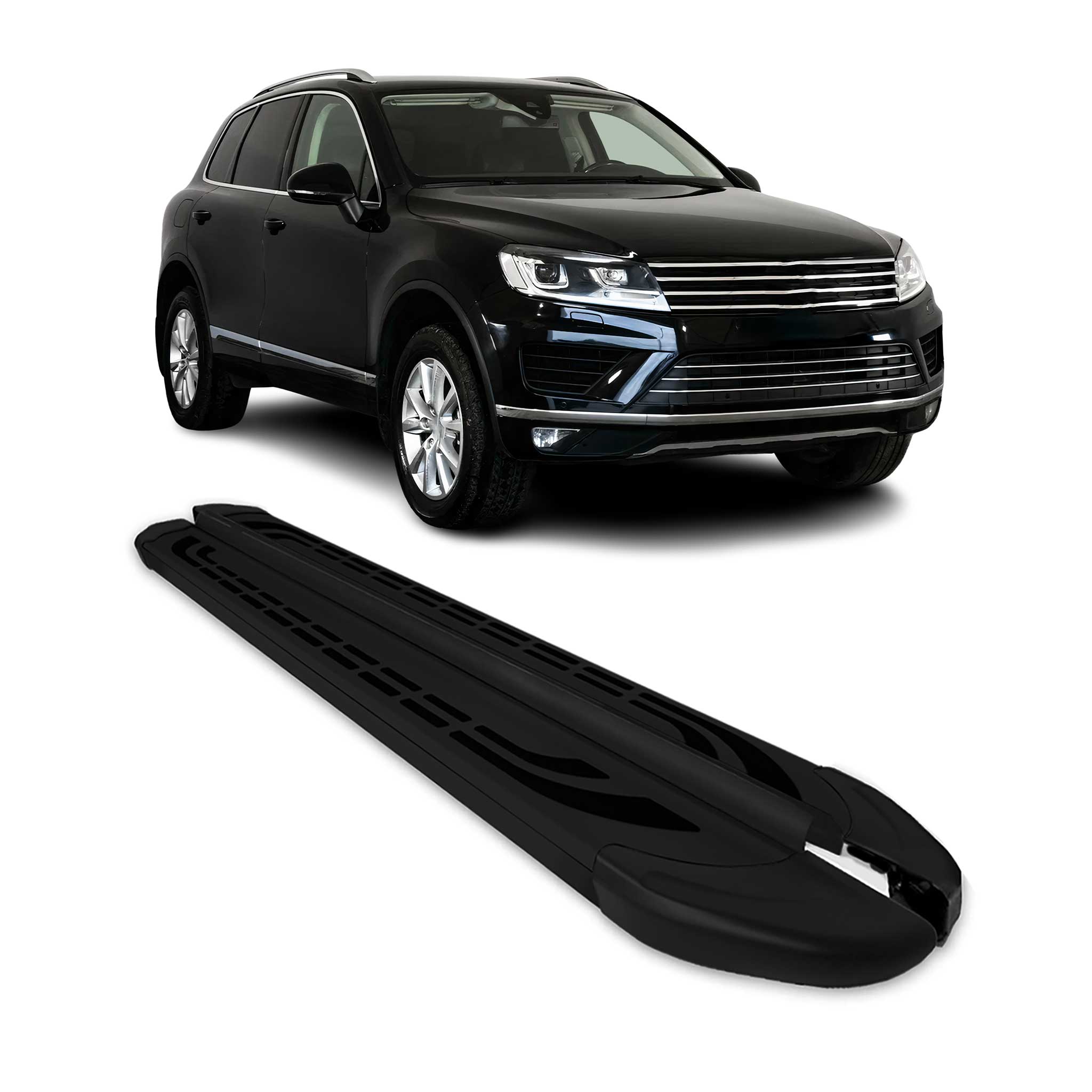 Marchepieds Latéraux pédale pour VW Touareg 2010-2018 Aluminium Noir 2Pcs