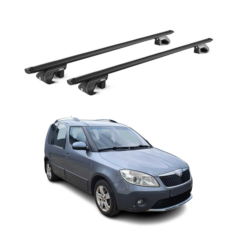 Barres de toit transversales pour Skoda Roomster 5J 2006-2015 Alu Noir 2x ABE