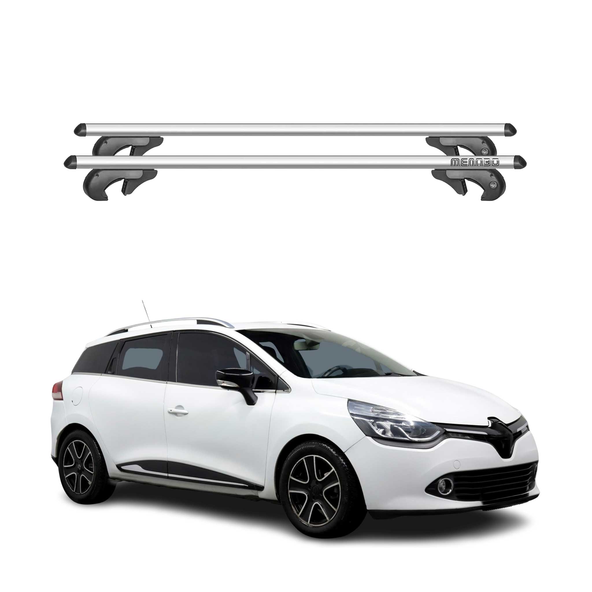 Barres de toit pour Renault Clio Sportourer 2013-2019 90kg Alu Gris 2x