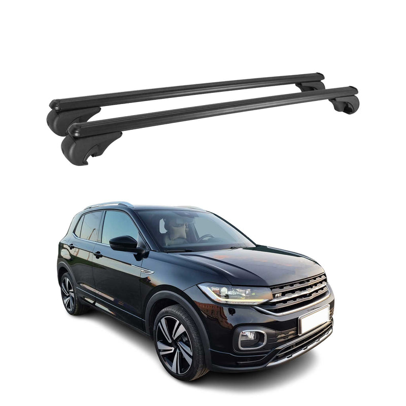 Barres de toit Transversales pour VW T-Cross 2018-2024 Aluminium Noir