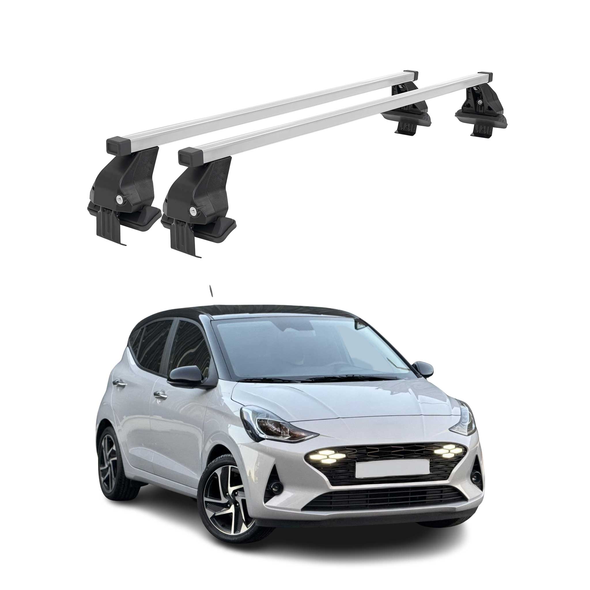 Barres de toit transversales pour Hyundai i10 III 2023-26 Facelift Acier Gris 2x
