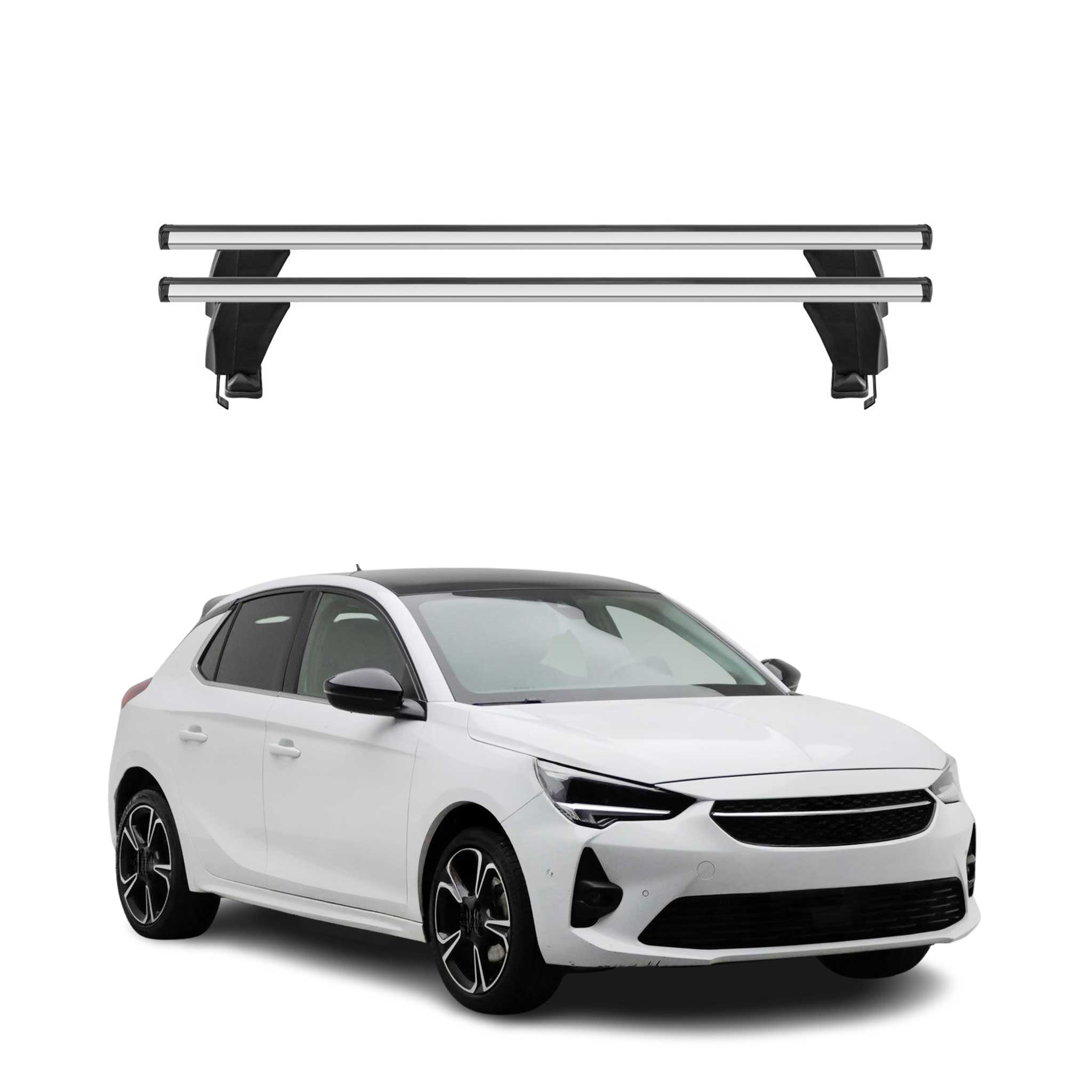 Menabo Barres de toit Transversales pour Opel Corsa 2019-2026 Alu Gris ABE 2x