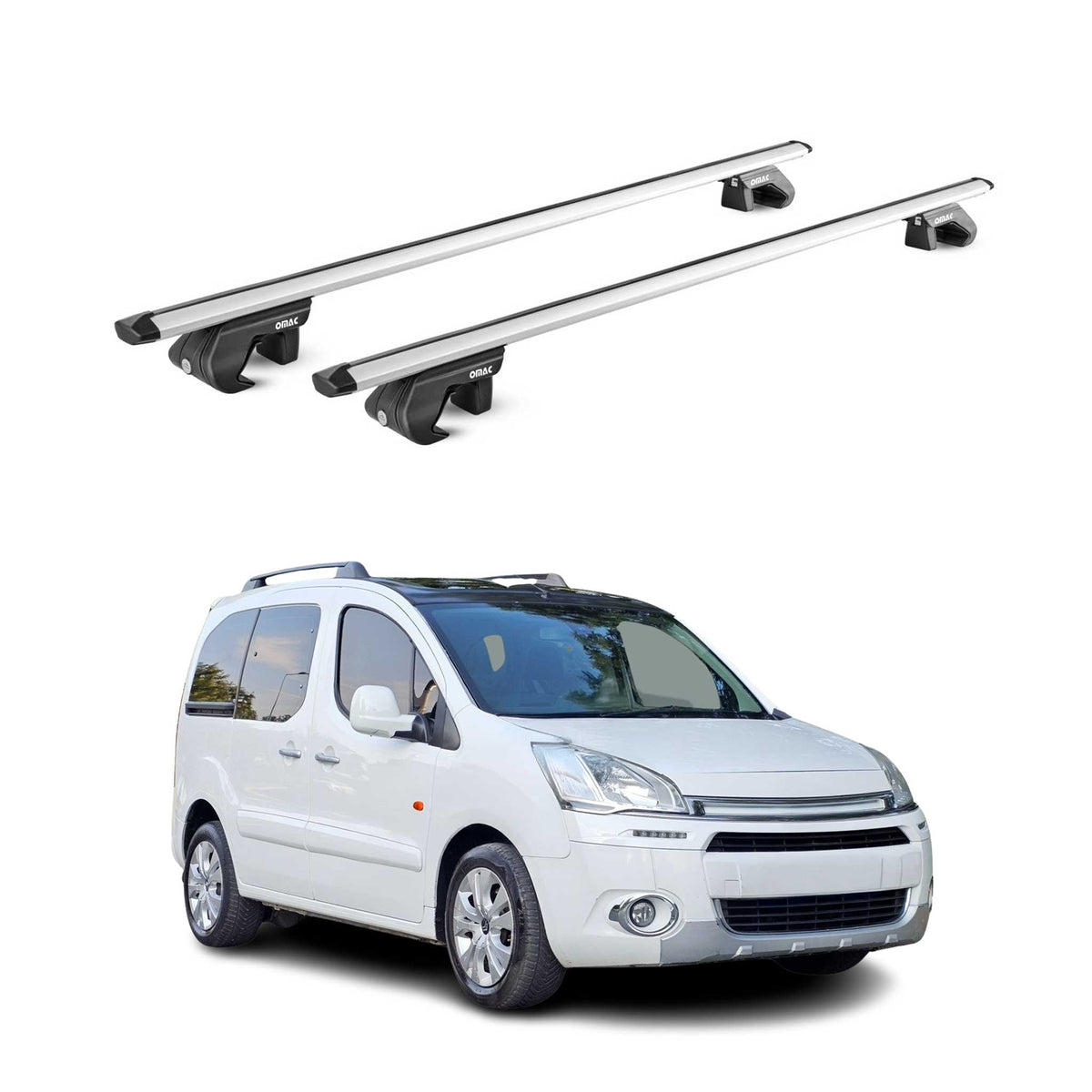 Barres de toit transversales ABE pour Citroen Berlingo II 2008-2018 Alu Gris 2x