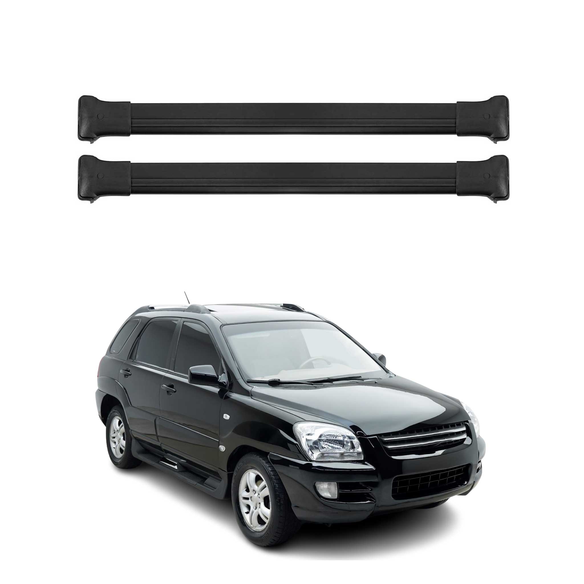 OMAC Barres de toit en aluminium pour Kia Sportage mk2 JE 2005-2010 Noir 2x TÜV