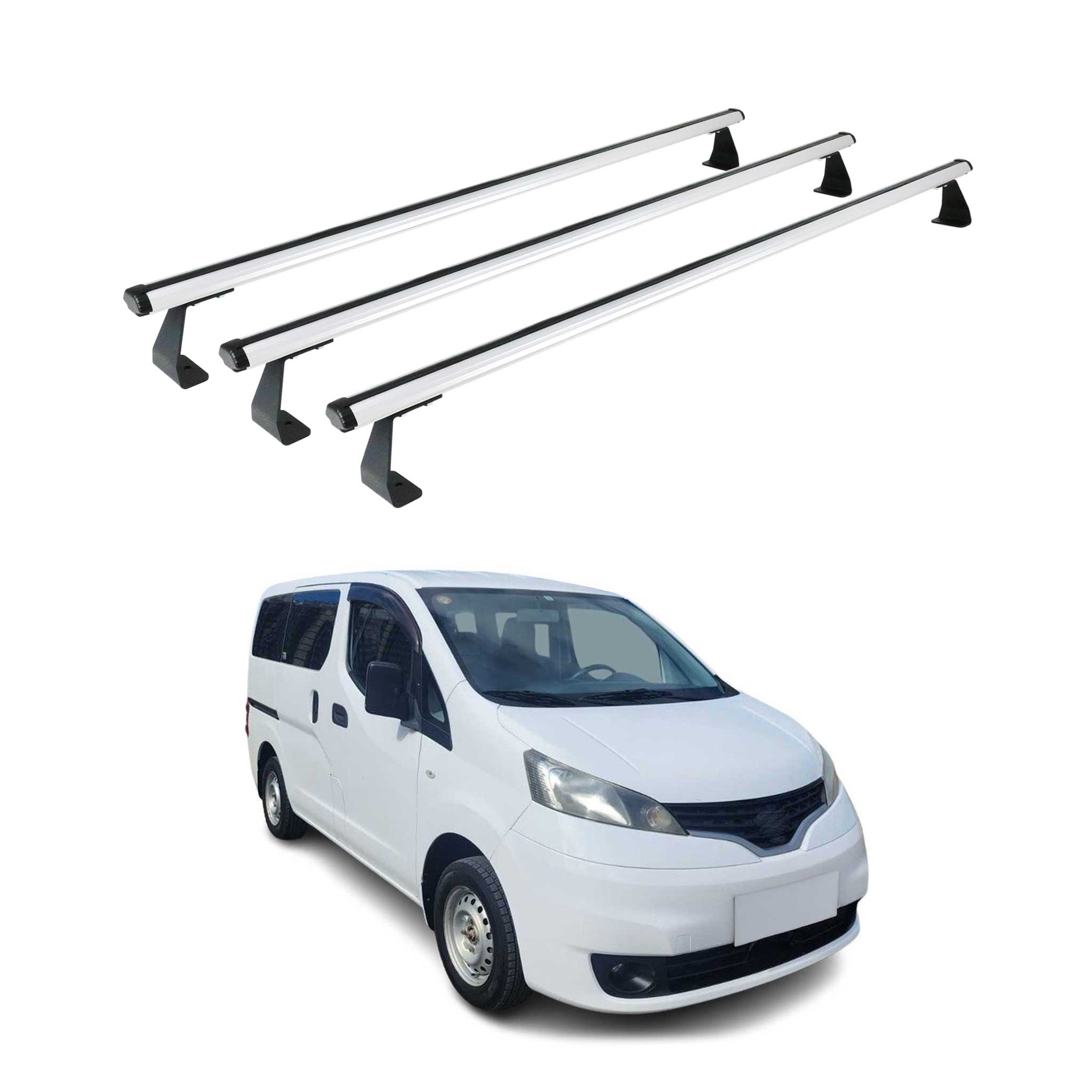 Barres de toit transversales pour Nissan NV200 2010-2025 Aluminium Gris 3 pcs