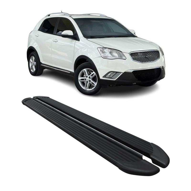 Marchepieds Latéraux pour Ssangyong Korando 2011-2019 Noir Aluminium 2Pcs