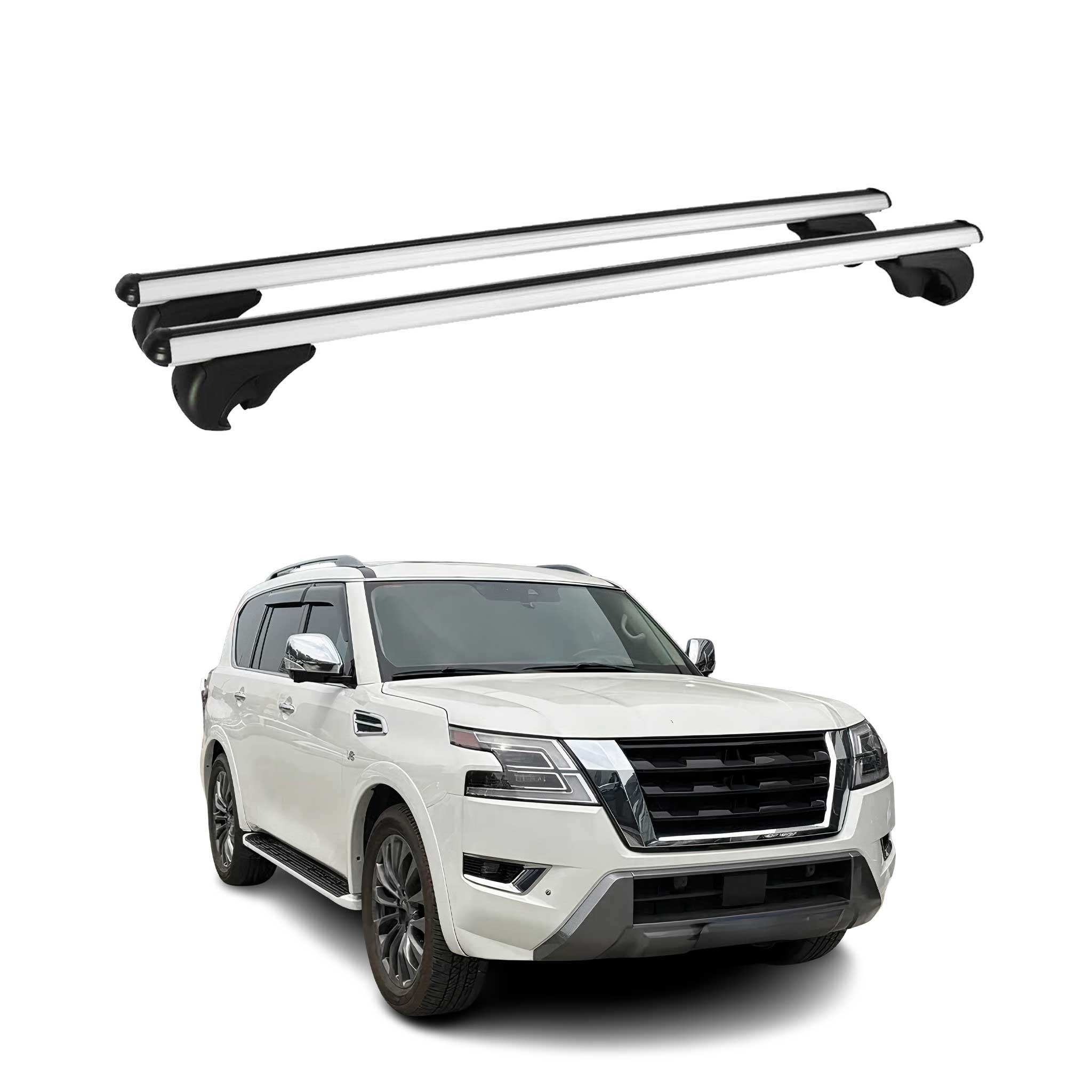 Barres De Toit Transversales pour Nissan Patrol 2010-2024 Alu Gris 2x
