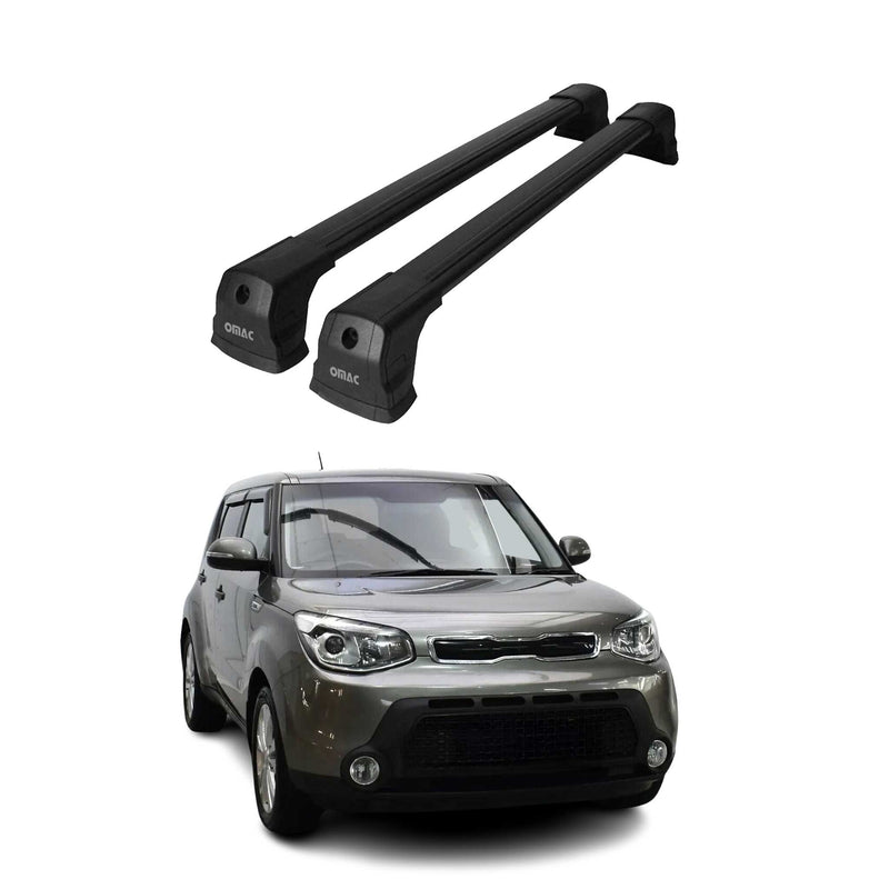 Barres de toit transversales pour Kia Soul 2013-2019 SUV Aluminium Noir