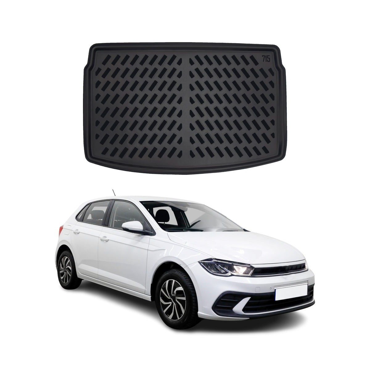 Tapis de coffre Supérieur pour VW Polo MK6 2017-2027 Noir 3D en TPE