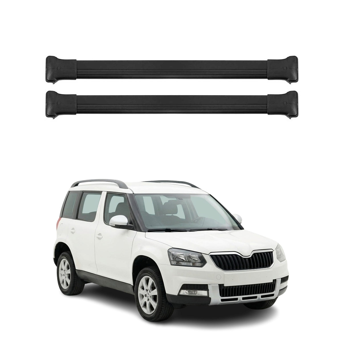 Barres de toit transversales pour Skoda Yeti 2009-2017 Noir Aluminium