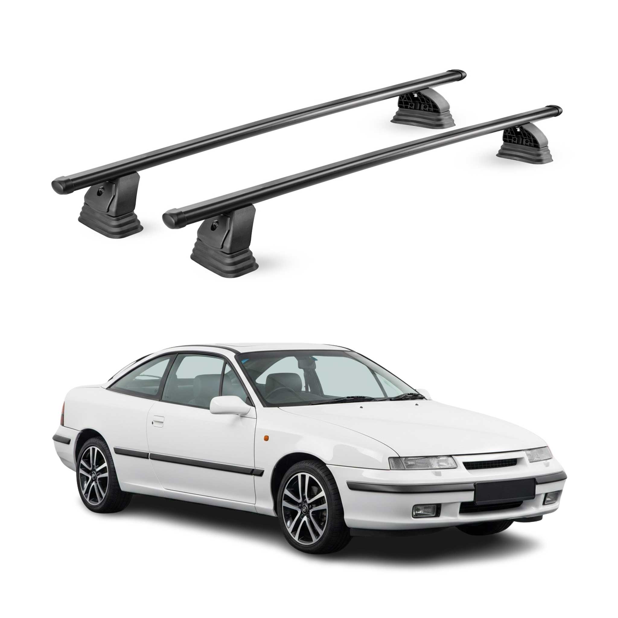Barres de toit transversales acier pour Opel Calibra 1990-1997 TÜV 75 kg Noir 2x