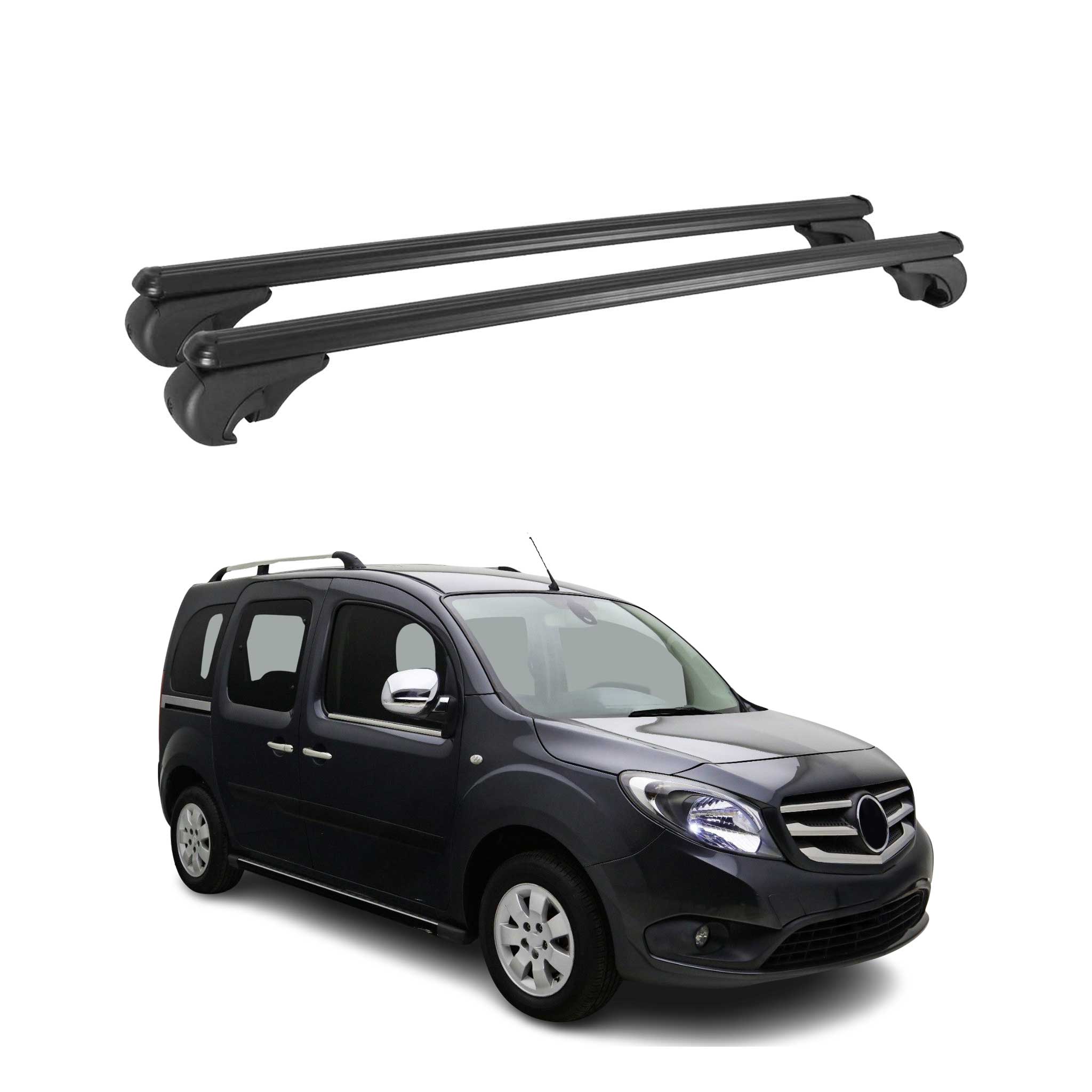 Barres de toit Transversales pour Mercedes Citan 2012-2021 Aluminium Noir