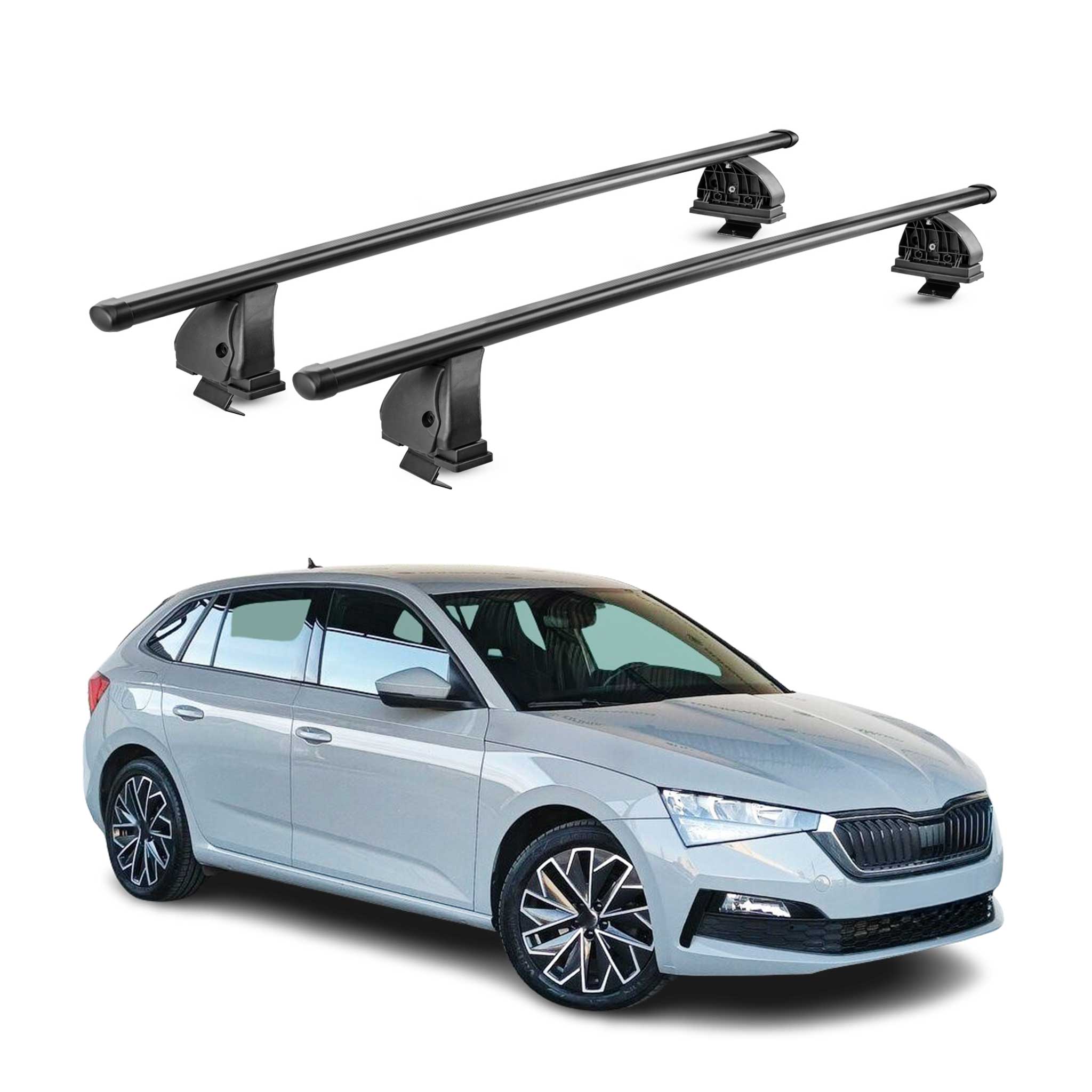 Barres de toit transversales acier pour Skoda Scala 2019-2026 TÜV 75 kg Noir 2x