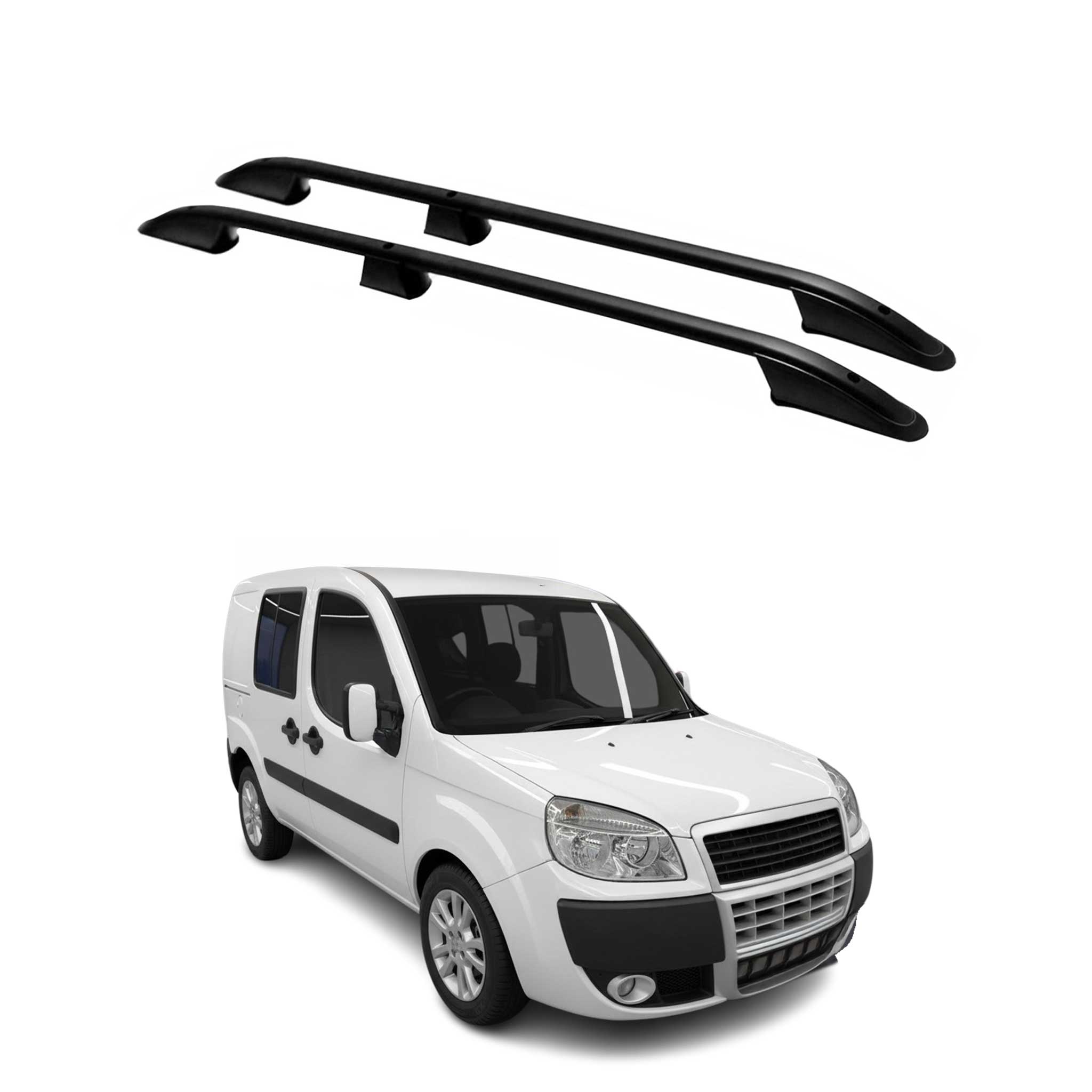 Barres de toit longitudinales pour Fiat Doblo 2000-2010 L1 Aluminium Noir
