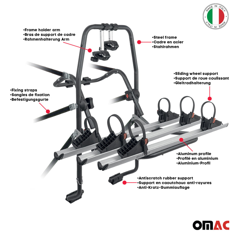 MENABO Porte-vélos sur Hayon pour Peugeot 206 1998-2009 3 Vélos