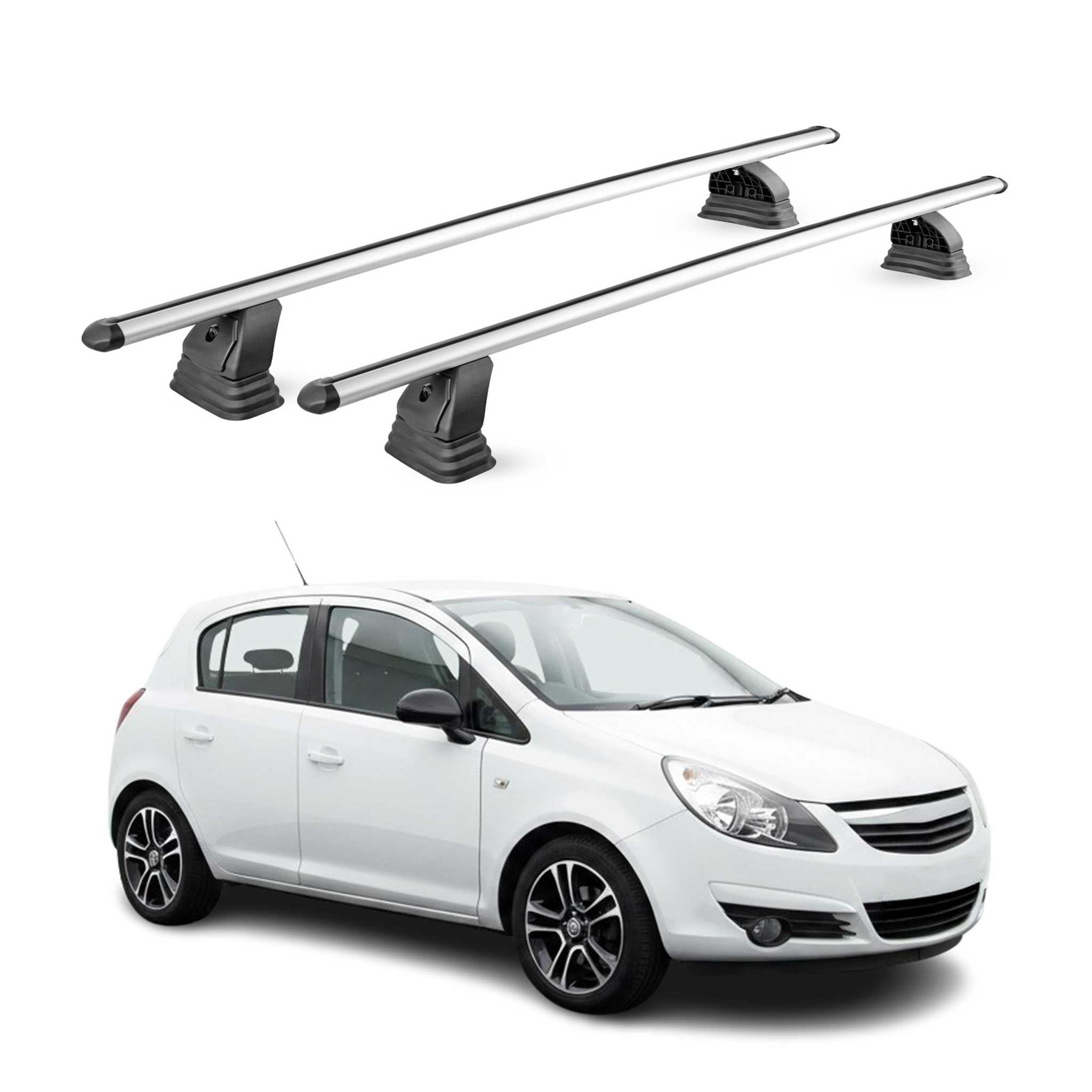 Barres de toit transversales Alu pour Opel Corsa D 2006-2014 TÜV 75 kg Gris 2Pcs