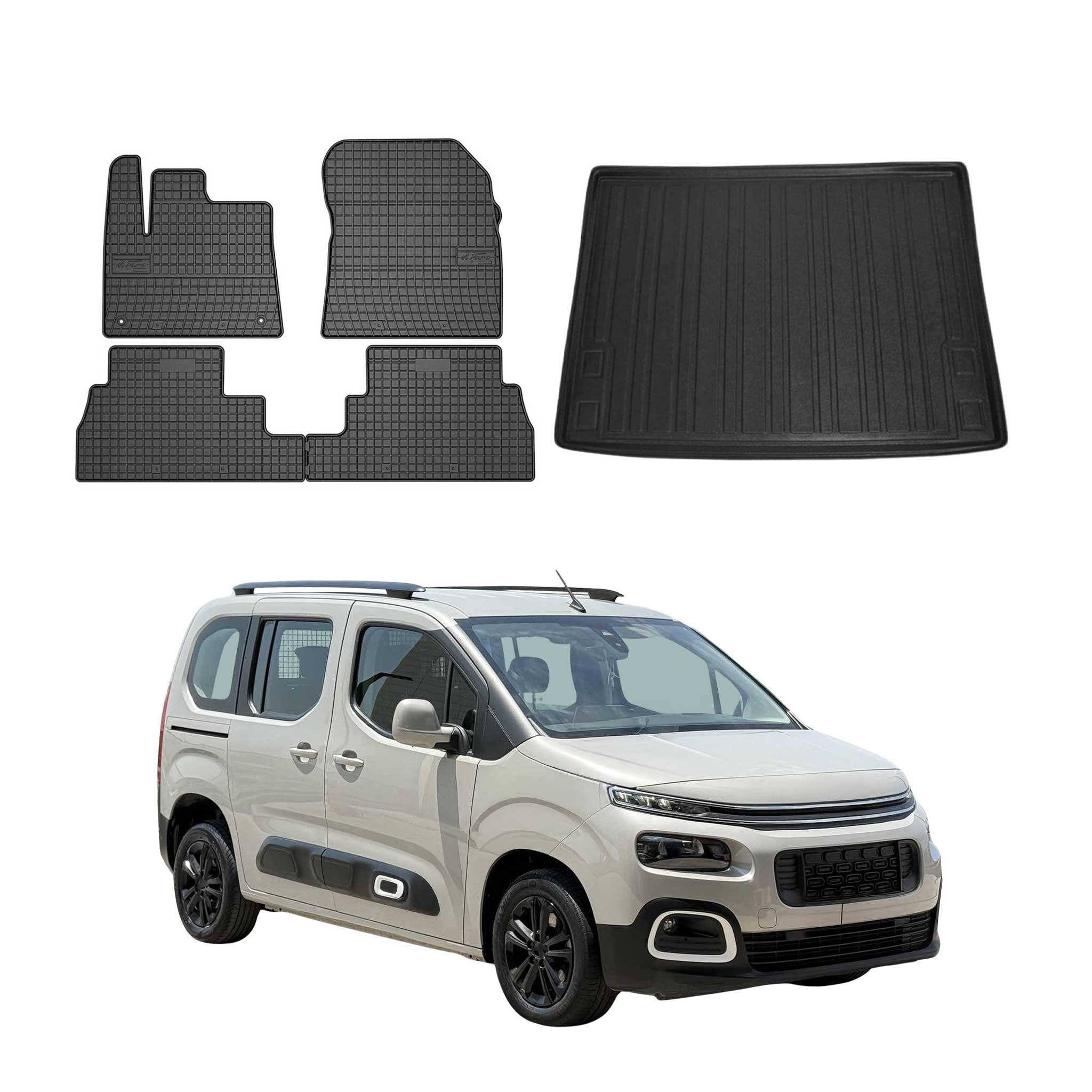 Kit Tapis de sol et coffre pour Citroen Berlingo 2018-2026 TPE Noir