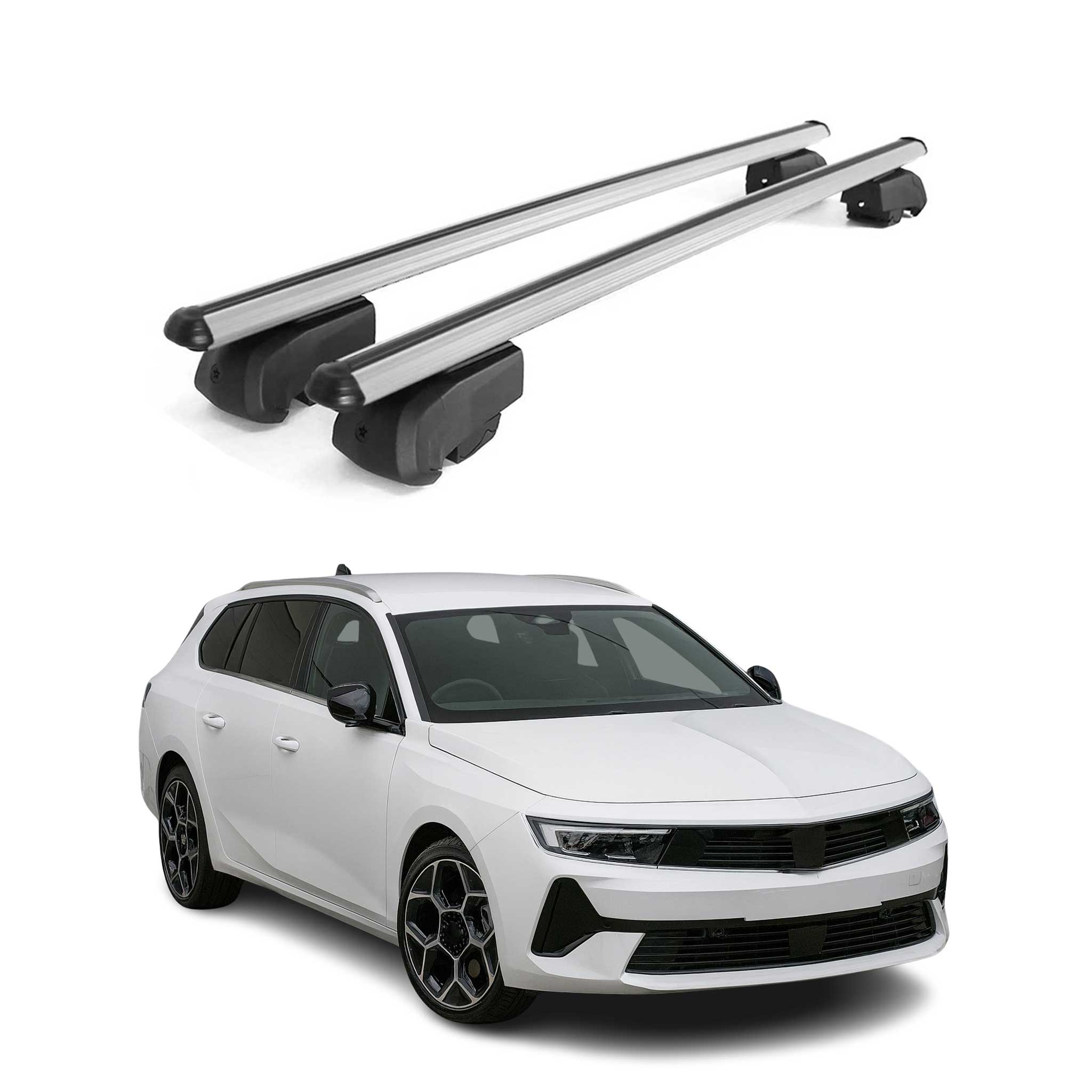 Barres de toit Transversales pour Opel Astra Sports Tourer 2021-2023 Gris ABE