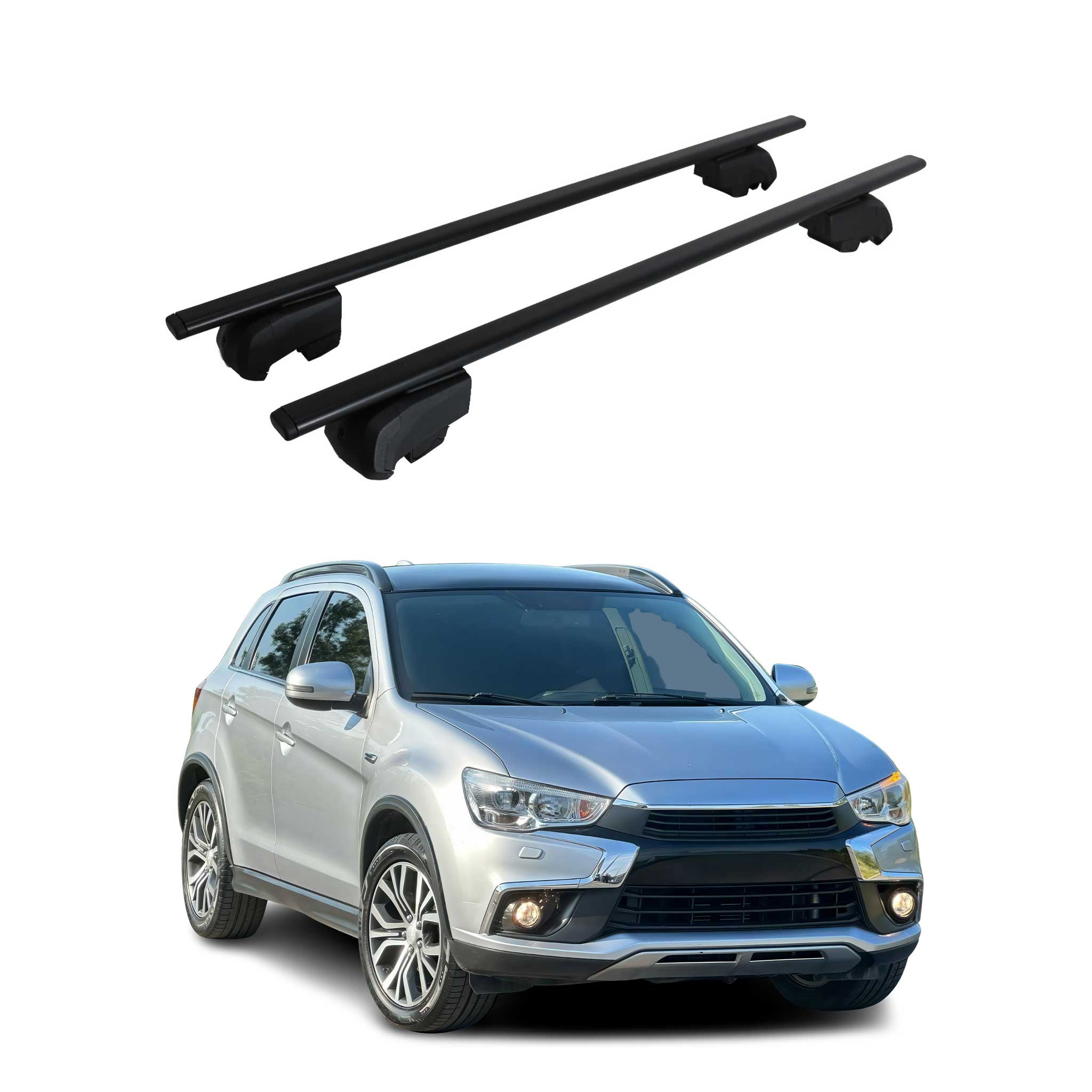 Barres de toit Transversales pour Mitsubishi ASX 2010-2023 Fer Noir ABE