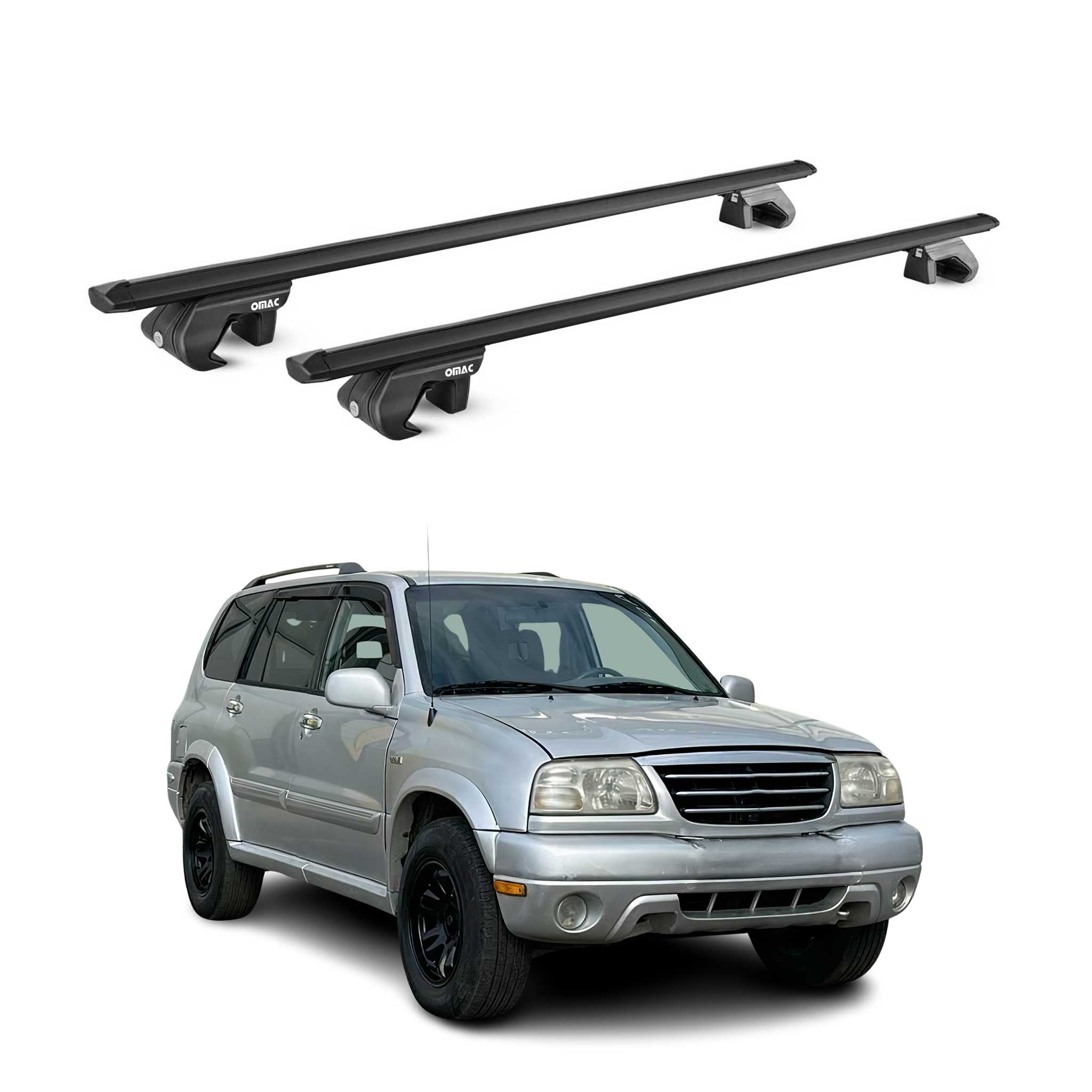 Barres de toit transversales pour Suzuki Grand Vitara I 1998-2005 Alu Noir ABE