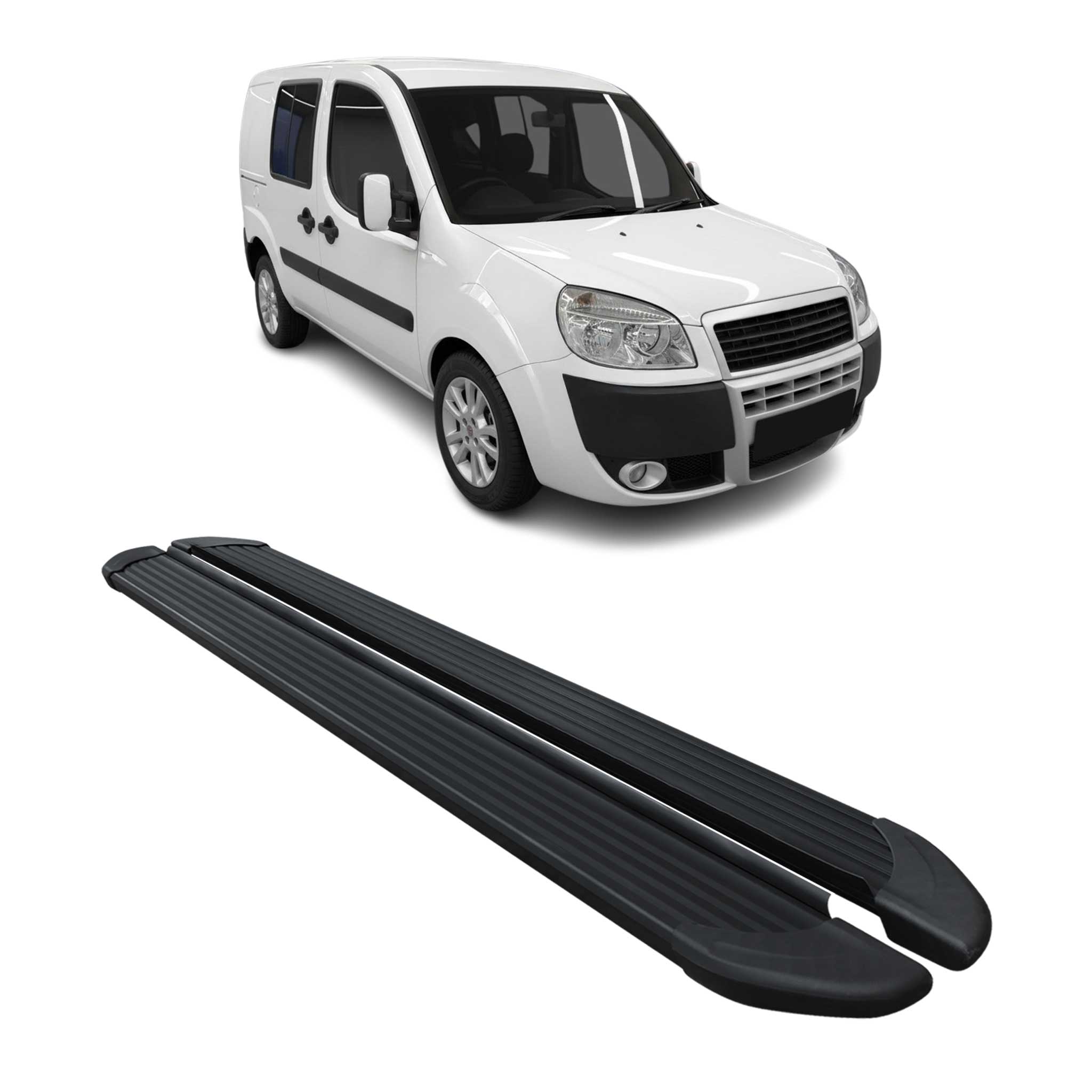 Marchepieds Latéraux pédale pour Fiat Doblo 2000-2010 L1 Aluminium Noir 2Pcs